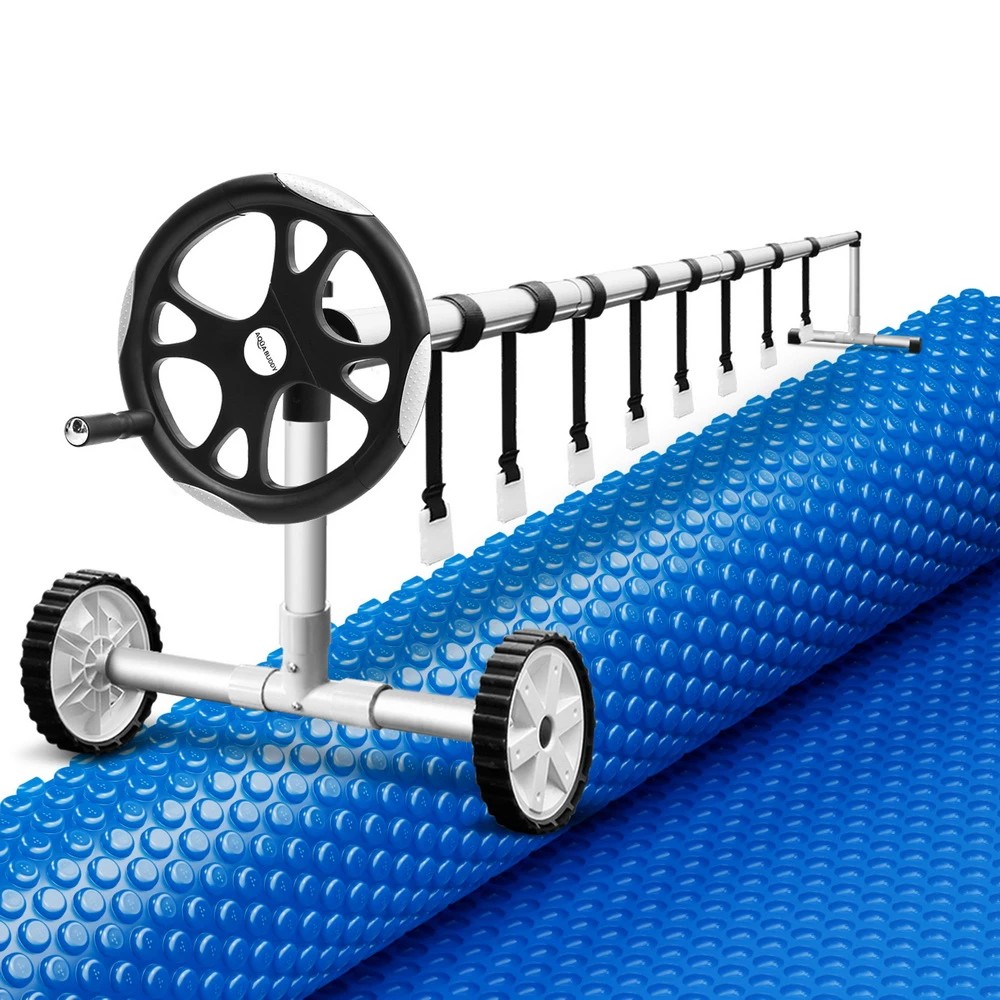 1 Aquabuddy Pool Cover 600 Micron 7x4m w/ Roller 5.55m Swimming Pools Solar Blanket - Multi, 1 of 4