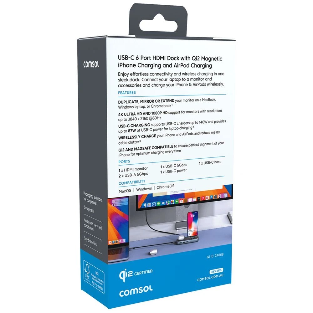 3 Comsol USB-C 4K HDMI Qi2 Docking Station, 3 of 5