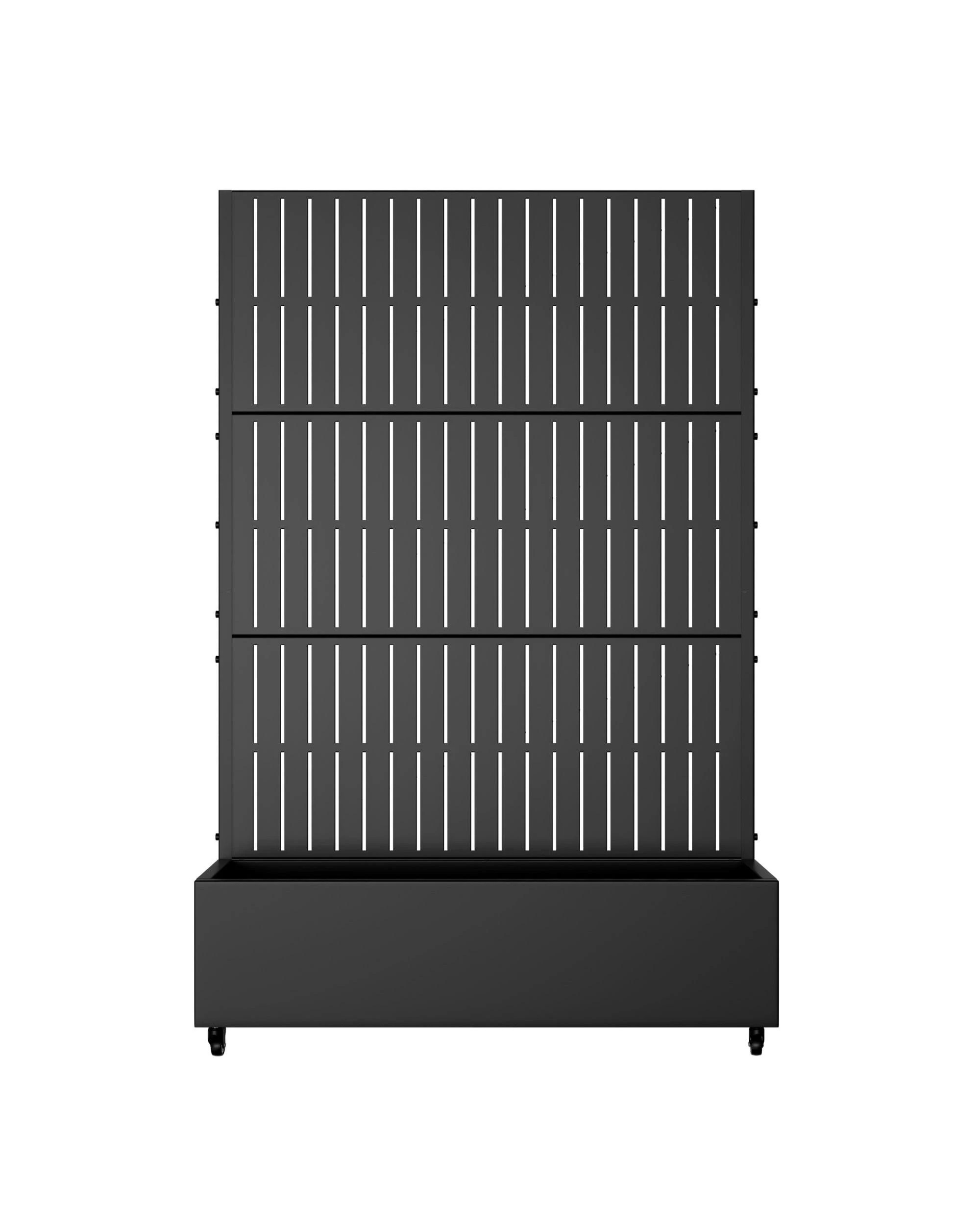 OAKORY 180cm Metal Planter Box with Privacy Screen and Lockable Wheels ...