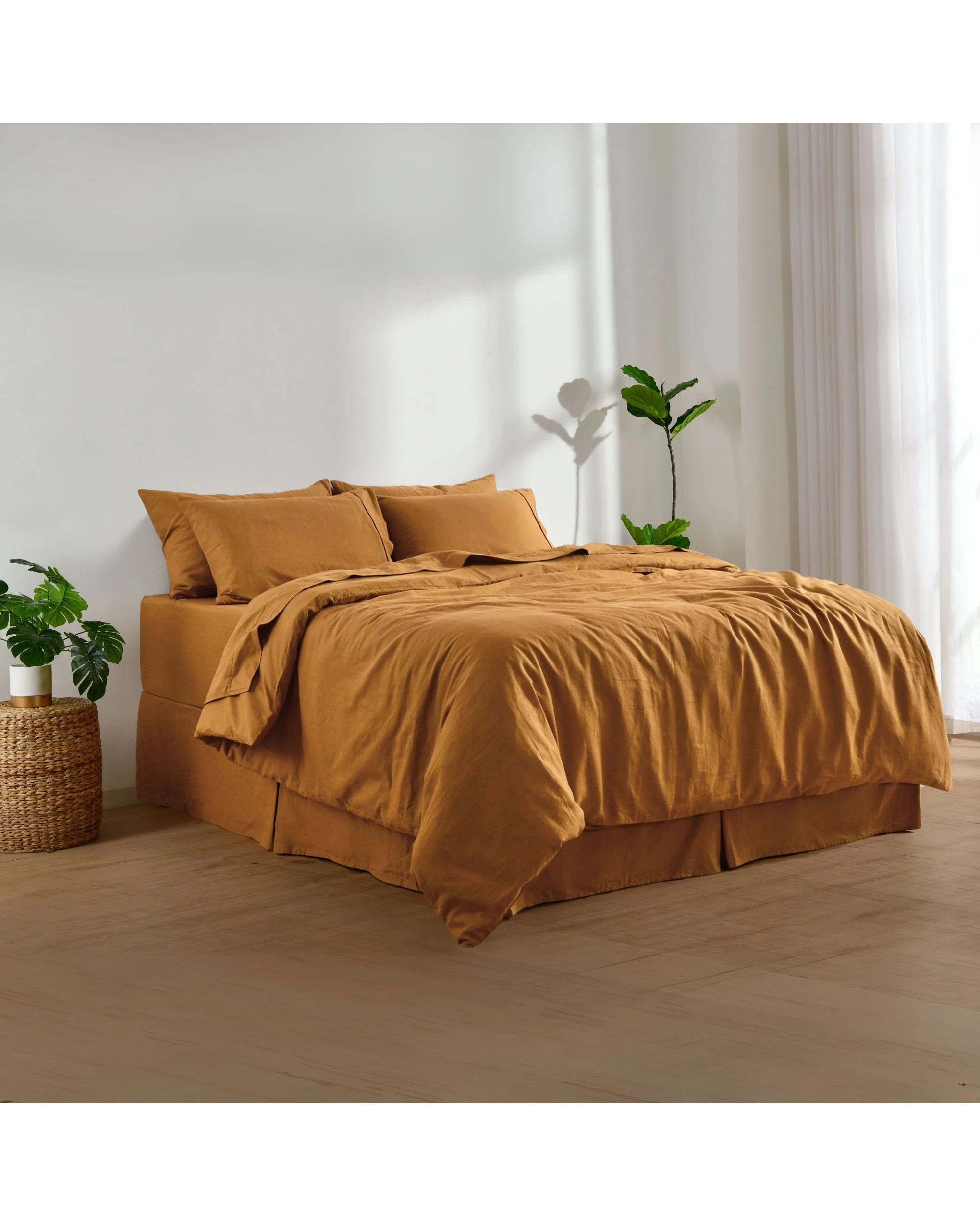 5 Dreamaker Linen Cotton Valance - Double Bed - Rust, 5 of 7