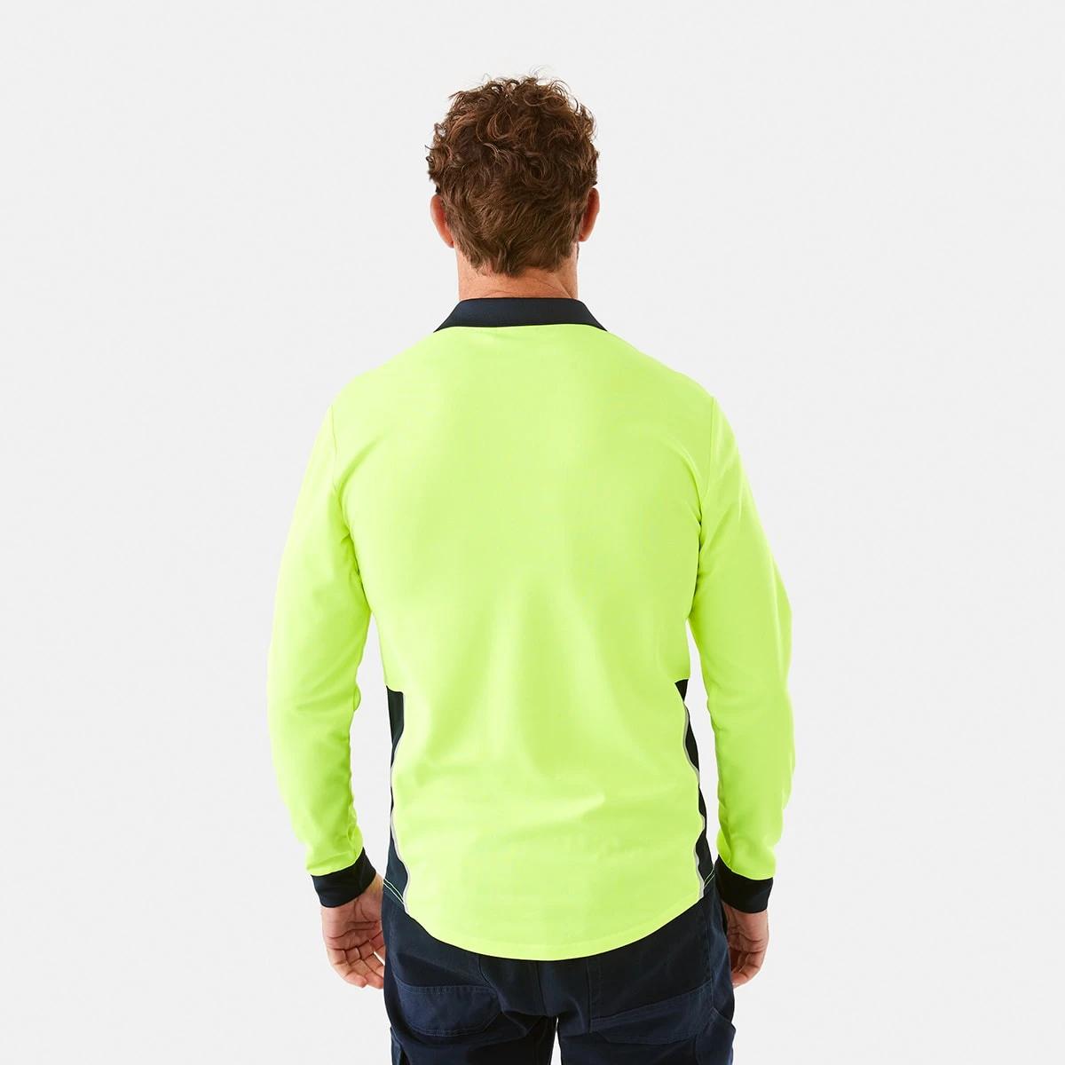 3 Workwear Long Sleeve Hi-Visibility Cool Polo Shirt FLURO YELLOW, 3 of 7