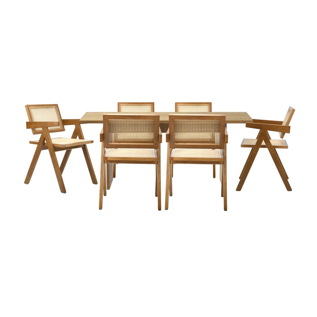 6 Oikiture 180cm Rectangular Dining Table With 6pcs Dining Chairs Wooden Walnut
 - Natural, 6 of 10