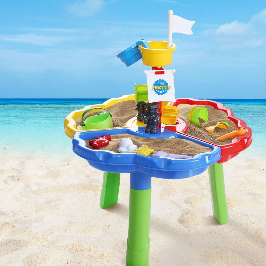 3 Keezi Kids Sandpit Pretend Play Set Outdoor Sand Water Table Beach Toy Durable Space Saving Modern Decor - Blue, 3 of 6