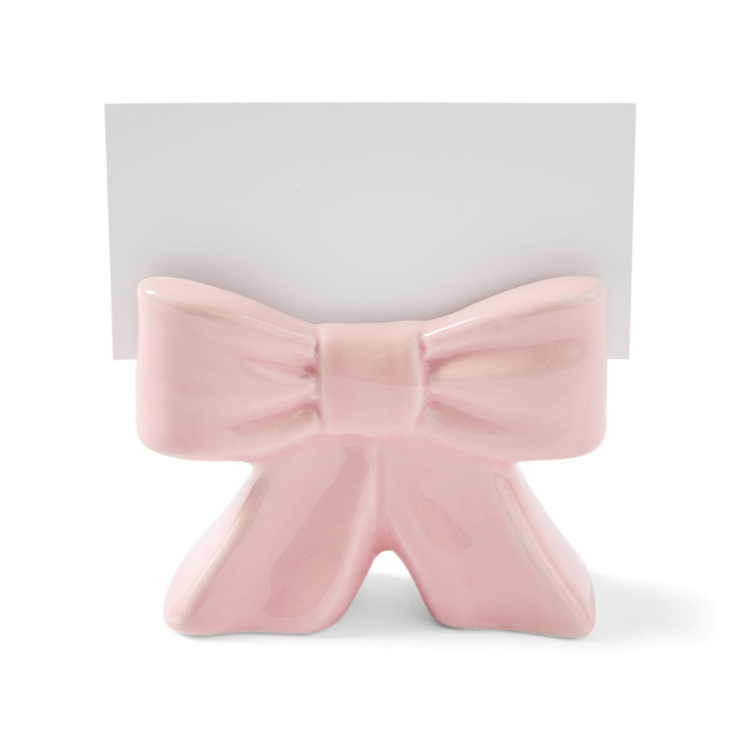 5 4 Pack Pink and Red Ceramic Bow Placecard Holders, 5 of 9