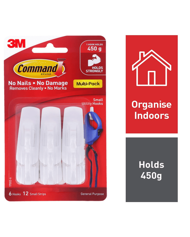 6 Pack 3M Command Mounting Hooks - S