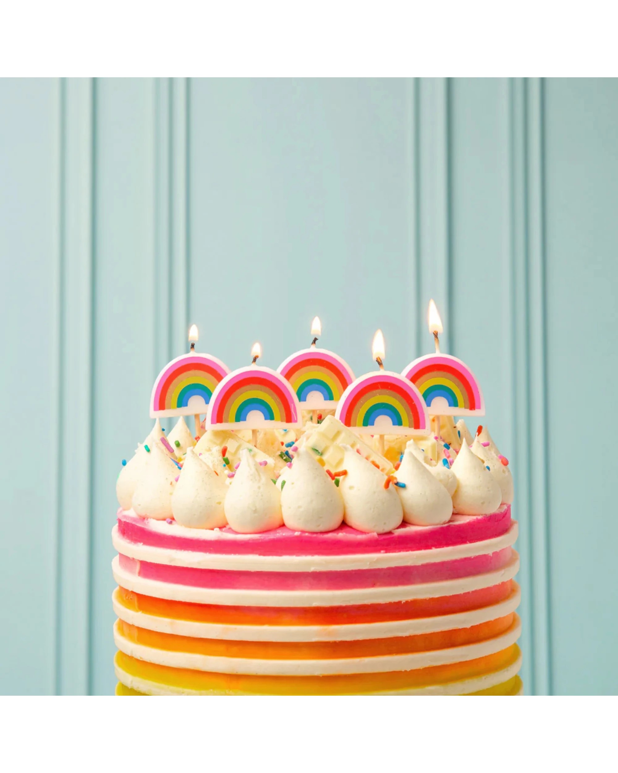 4 Partyrama Talking Tables Rainbow Brights Cake Candles Set of 5, 4 of 5
