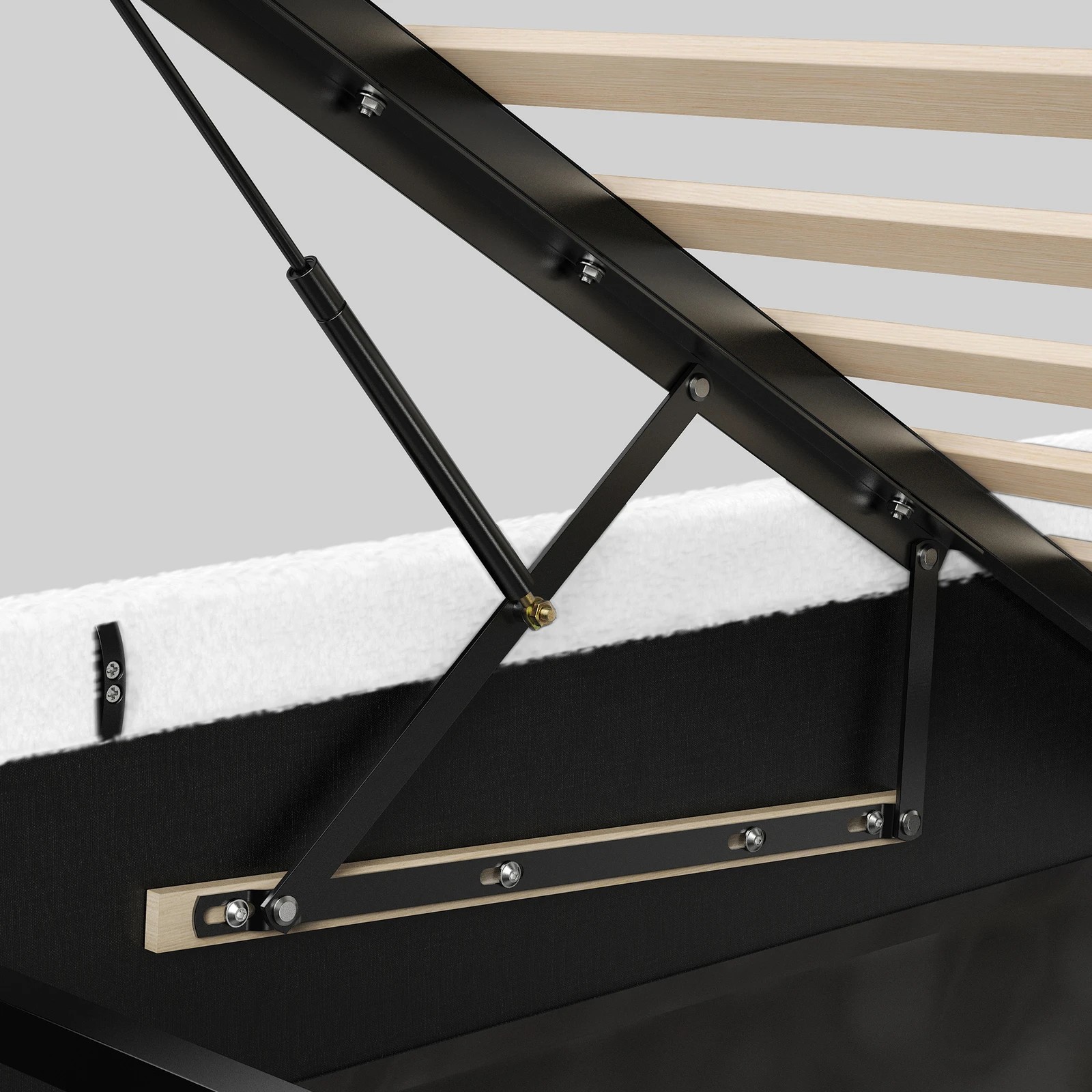 8 Alfordson Bed Frame Single Size Gas Lift Storage Mattress Base Boucle Barlow - White, 8 of 9