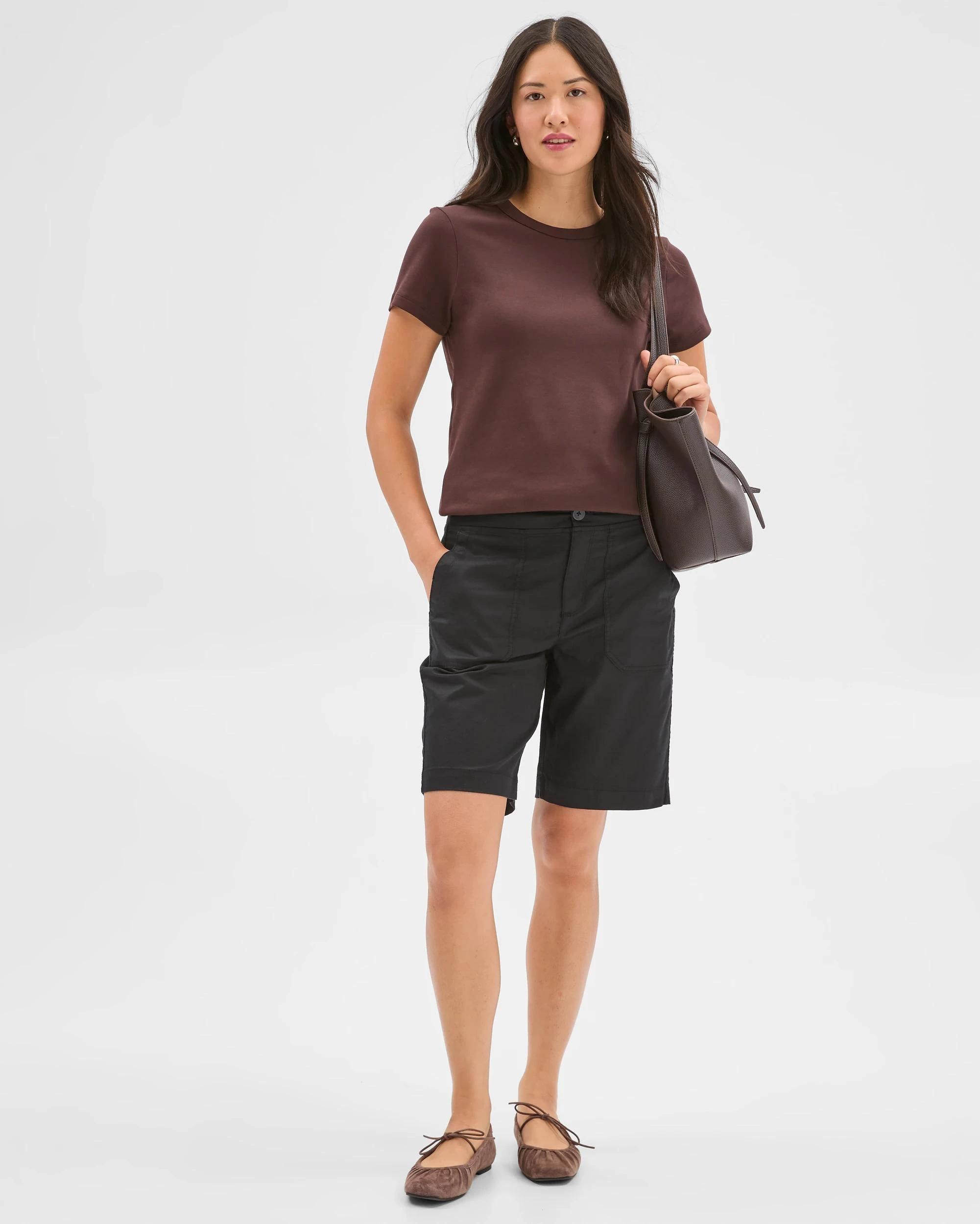 2 Target Woman Australian Cotton Blend Rib Waist Shorts BLACK, 2 of 7