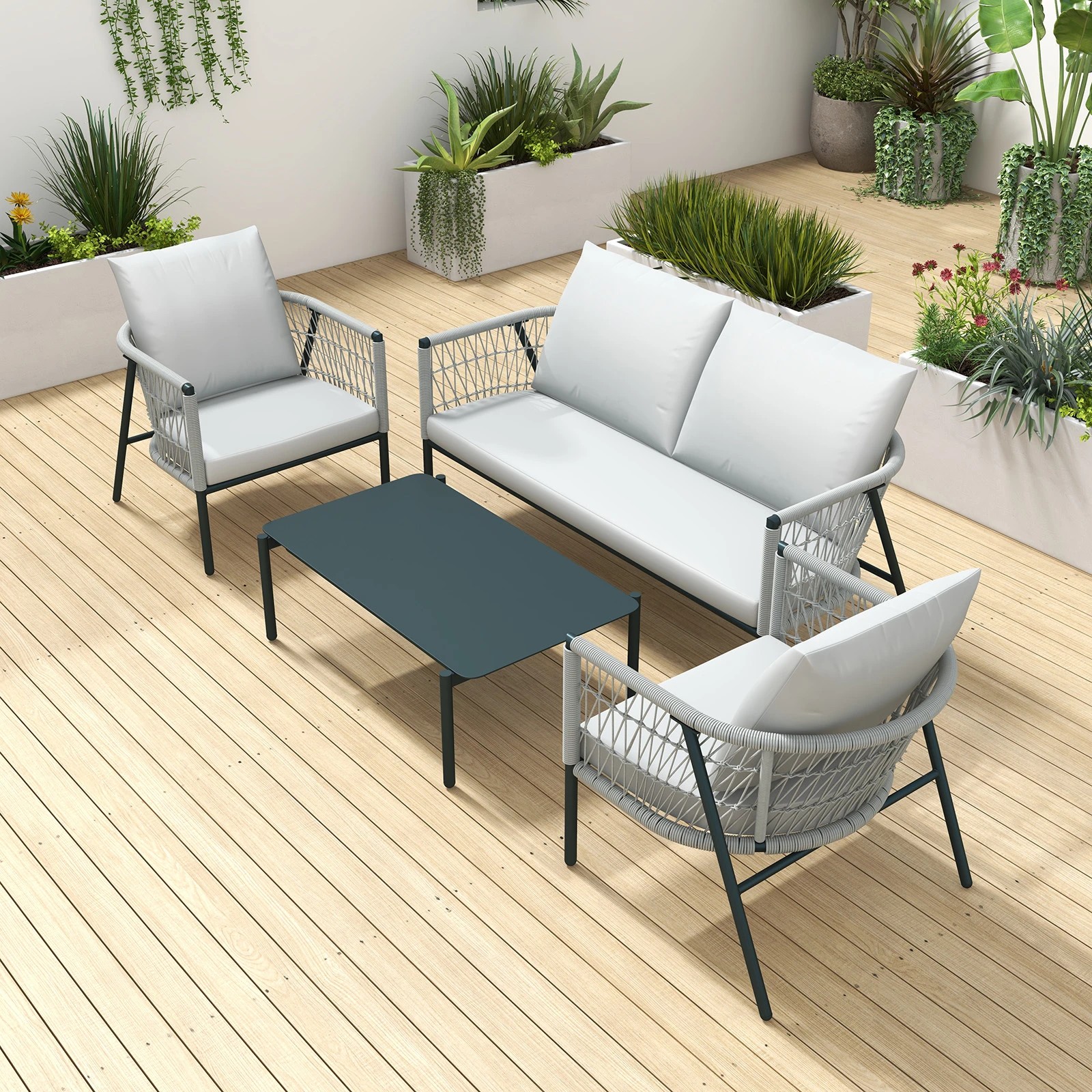 4 Arcadia Furniture 4 Piece Reims Ensemble Set Stylish Comfortable Durable Grey - Grey, 4 of 10