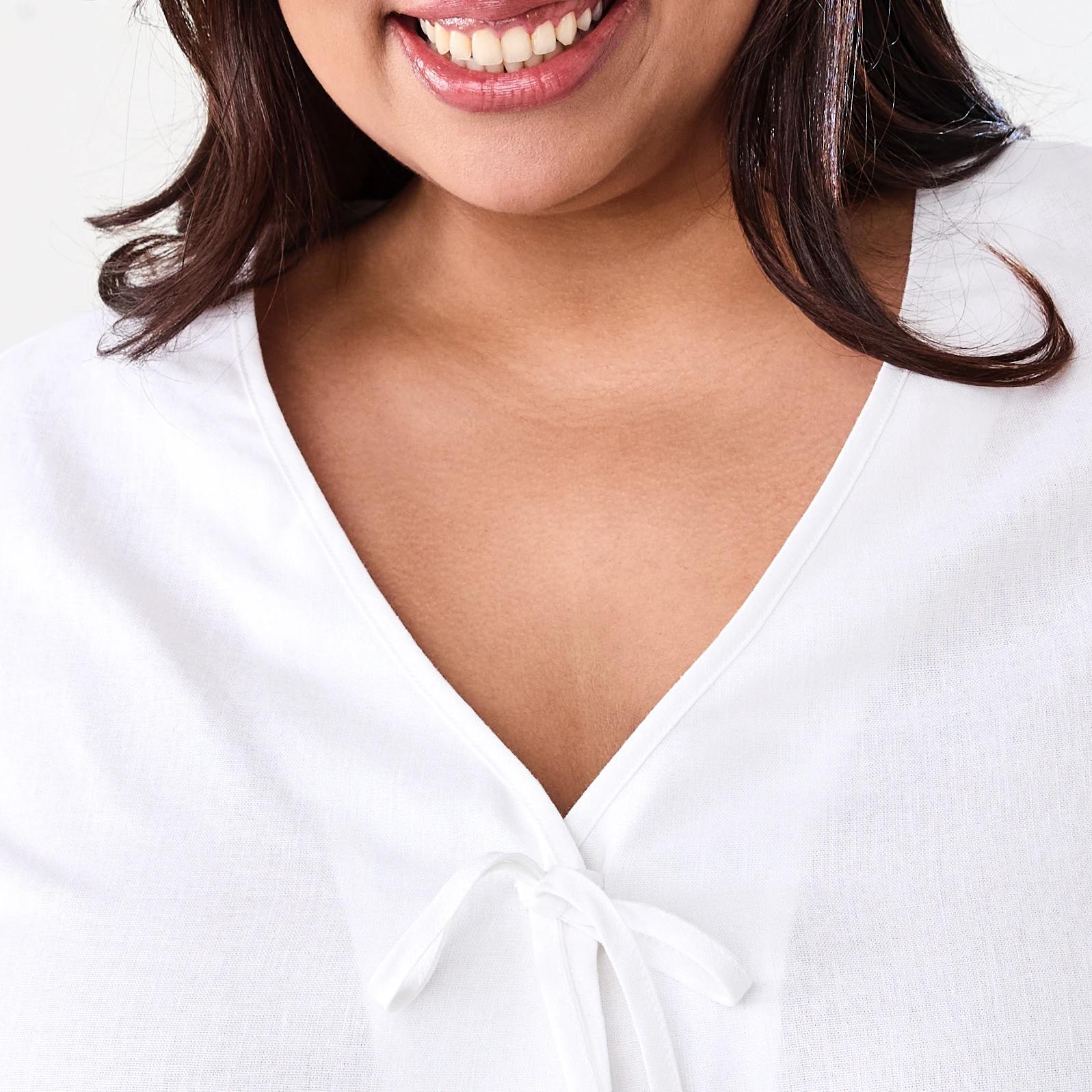 5 Curve Short Sleeve Tie Front Top White, 5 of 7