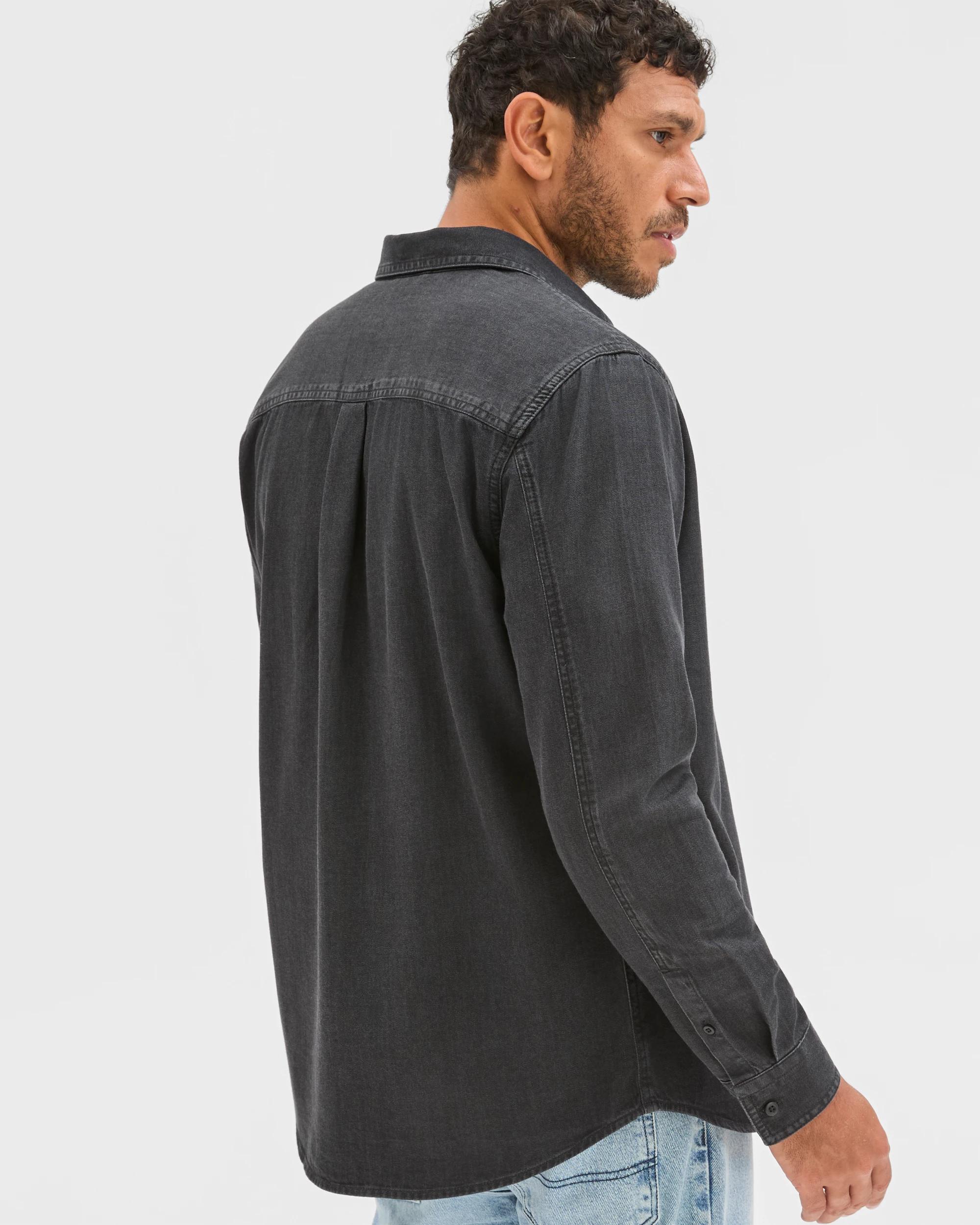 4 Target Denim Australian Cotton Denim Shirt WASHED BLACK, 4 of 6