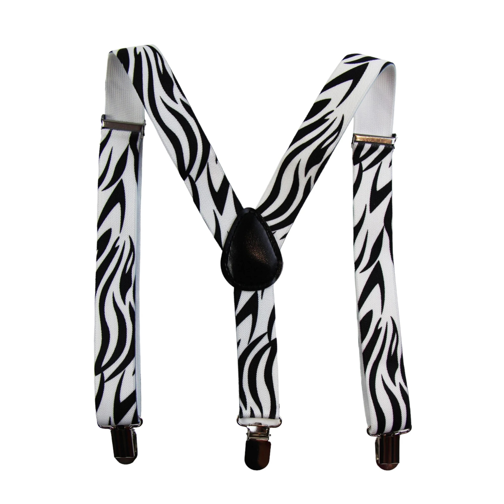 4 Zasel Boys Adjustable White & Black Zebra Patterned Suspenders - Multi - Multi, 4 of 4
