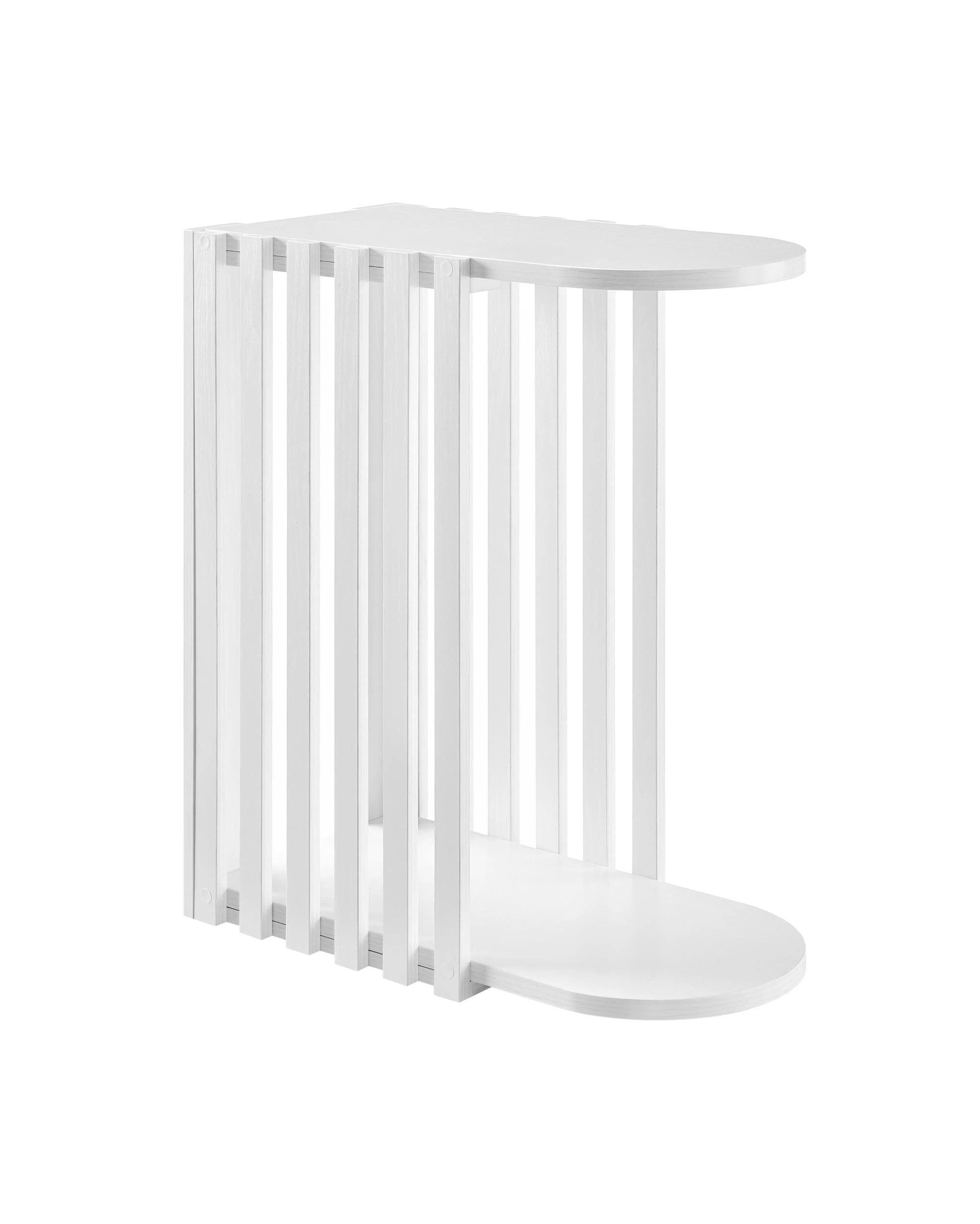 1 Kodu C  Side Table Bedside Table with Slatted Detail - White, 1 of 9