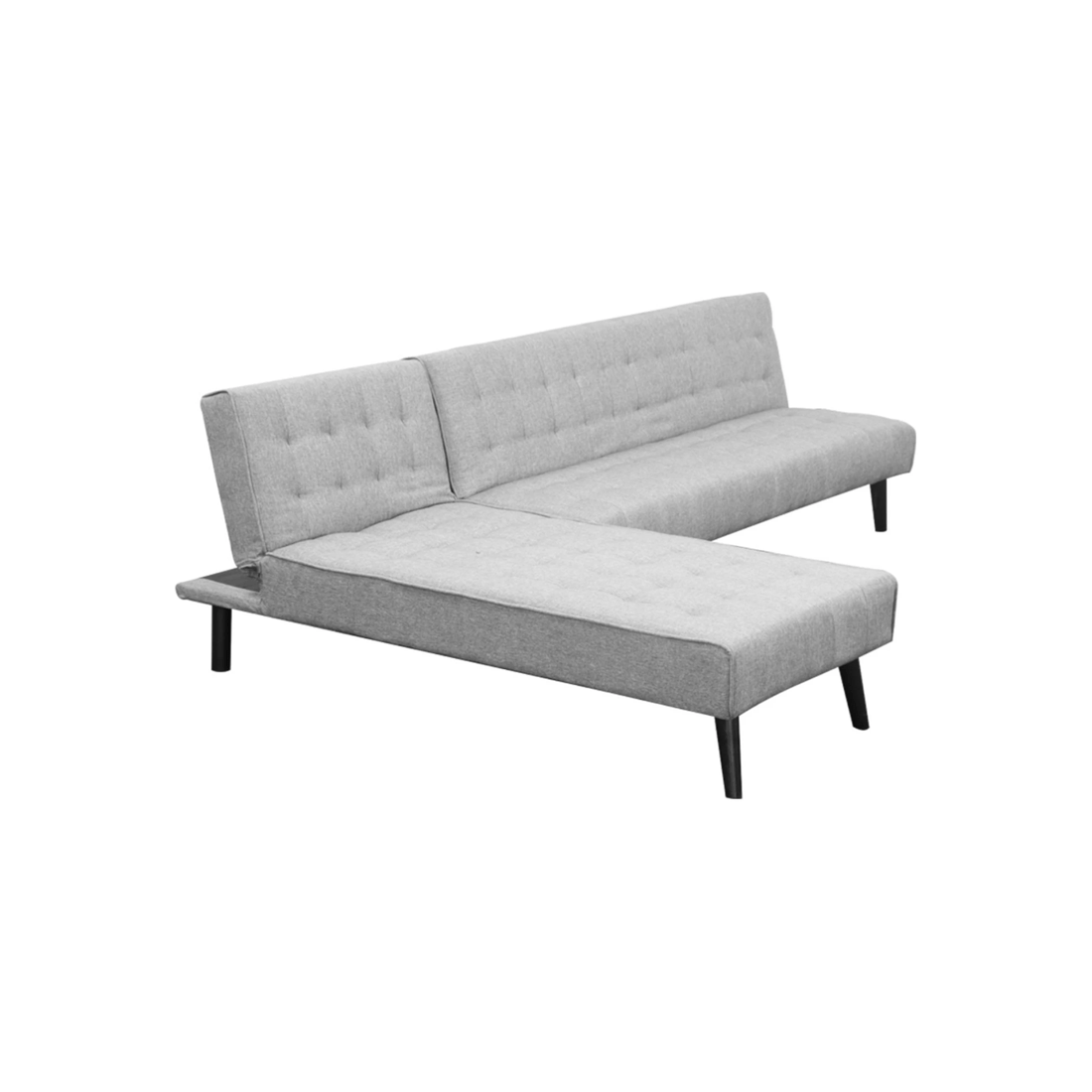 2 Sarantino 3-seater Corner Wood Sofa Bed Lounge Chaise Sofa Light Grey, 2 of 6