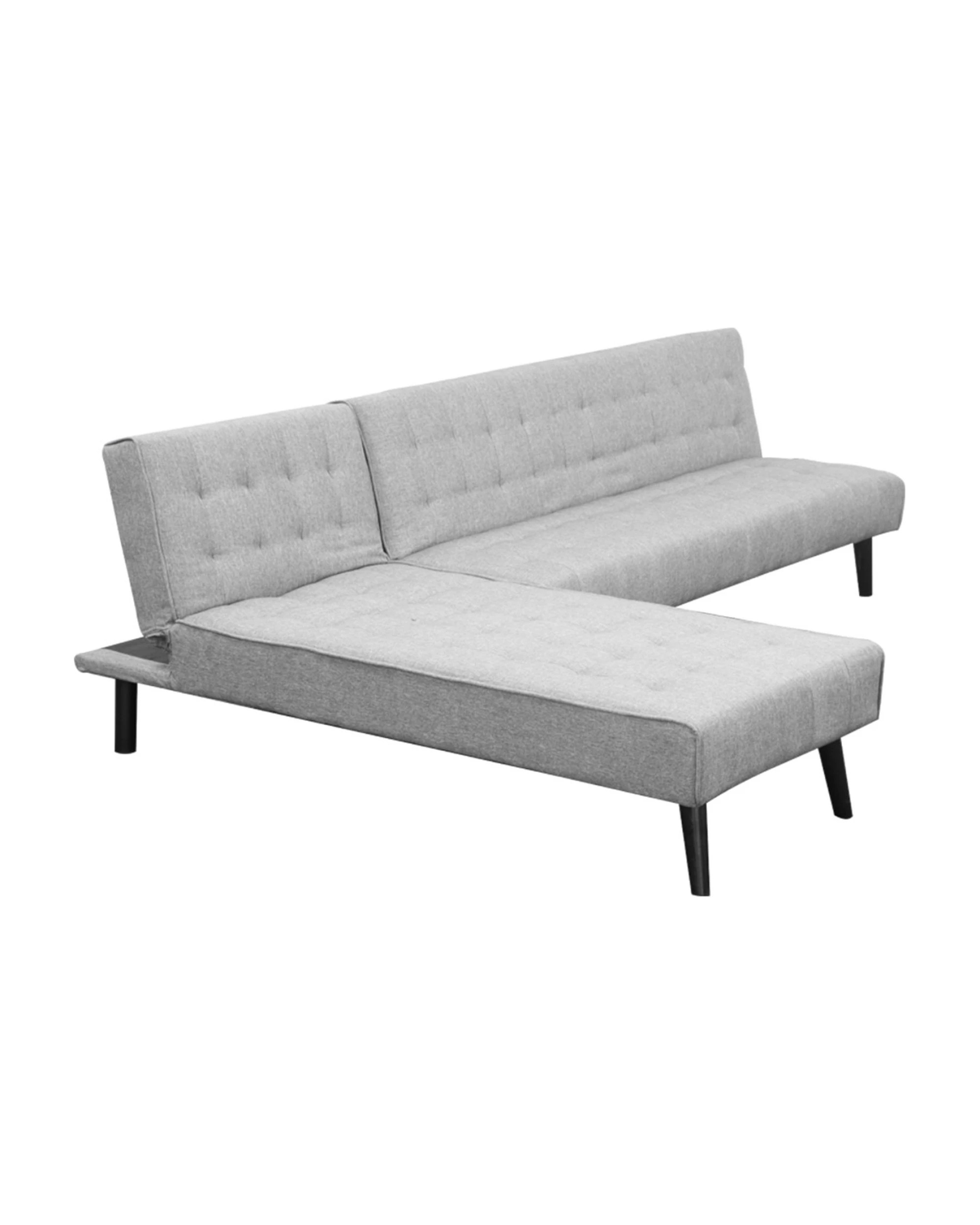 2 Sarantino 3-seater Corner Wood Sofa Bed Lounge Chaise Sofa Light Grey, 2 of 5