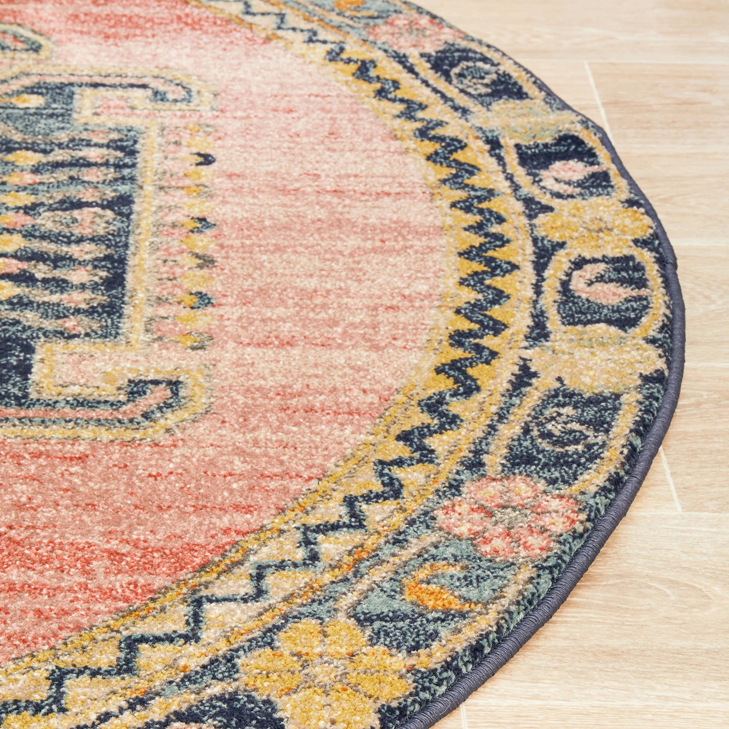 6 Common Ground Rugs Eterna 852 150x150cm - Small Round Power Loomed Pet Friendly Rug - Pink, 6 of 9