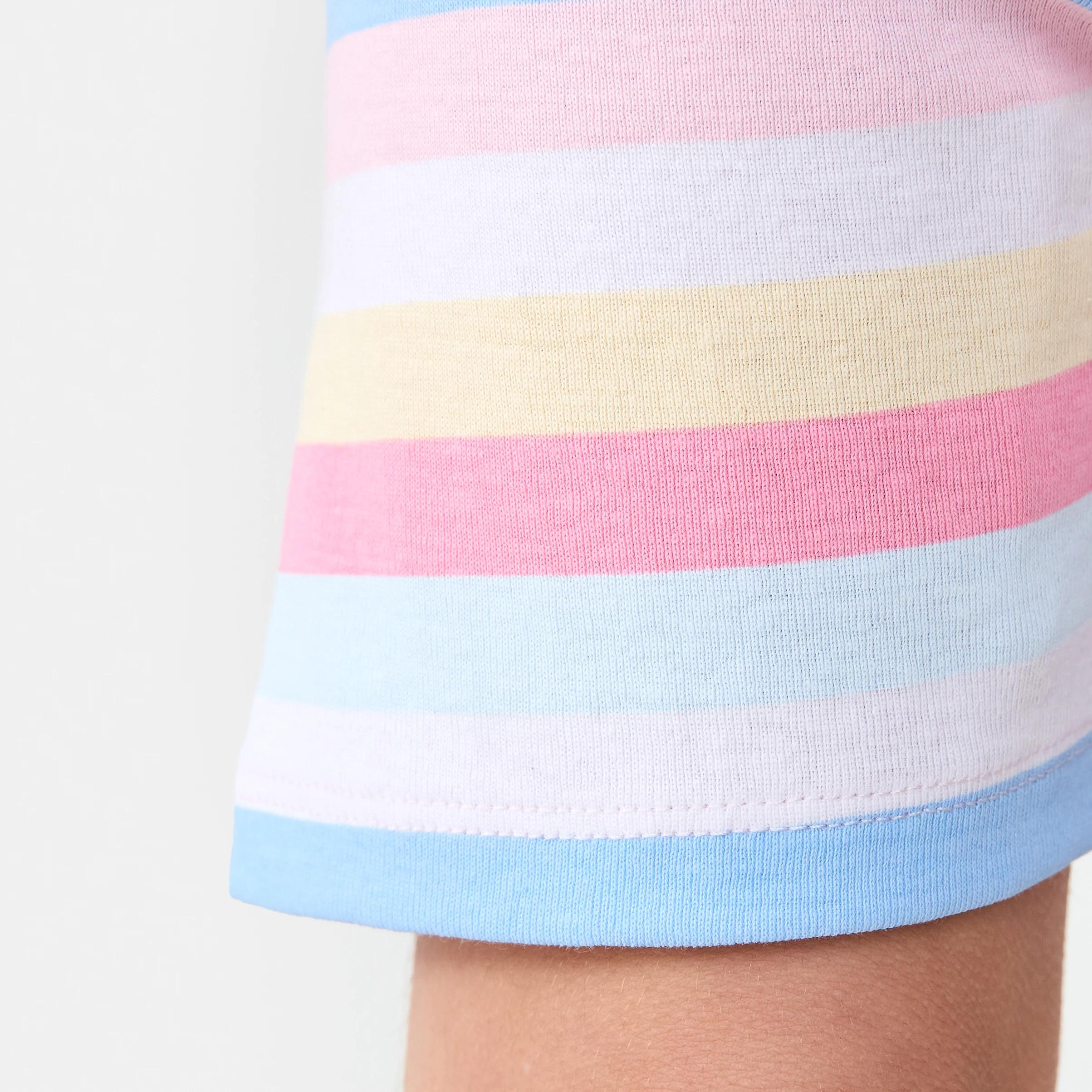 5 Short Sleeve Ribbed Pyjama Set COLOURFUL STRIPE, 5 of 7