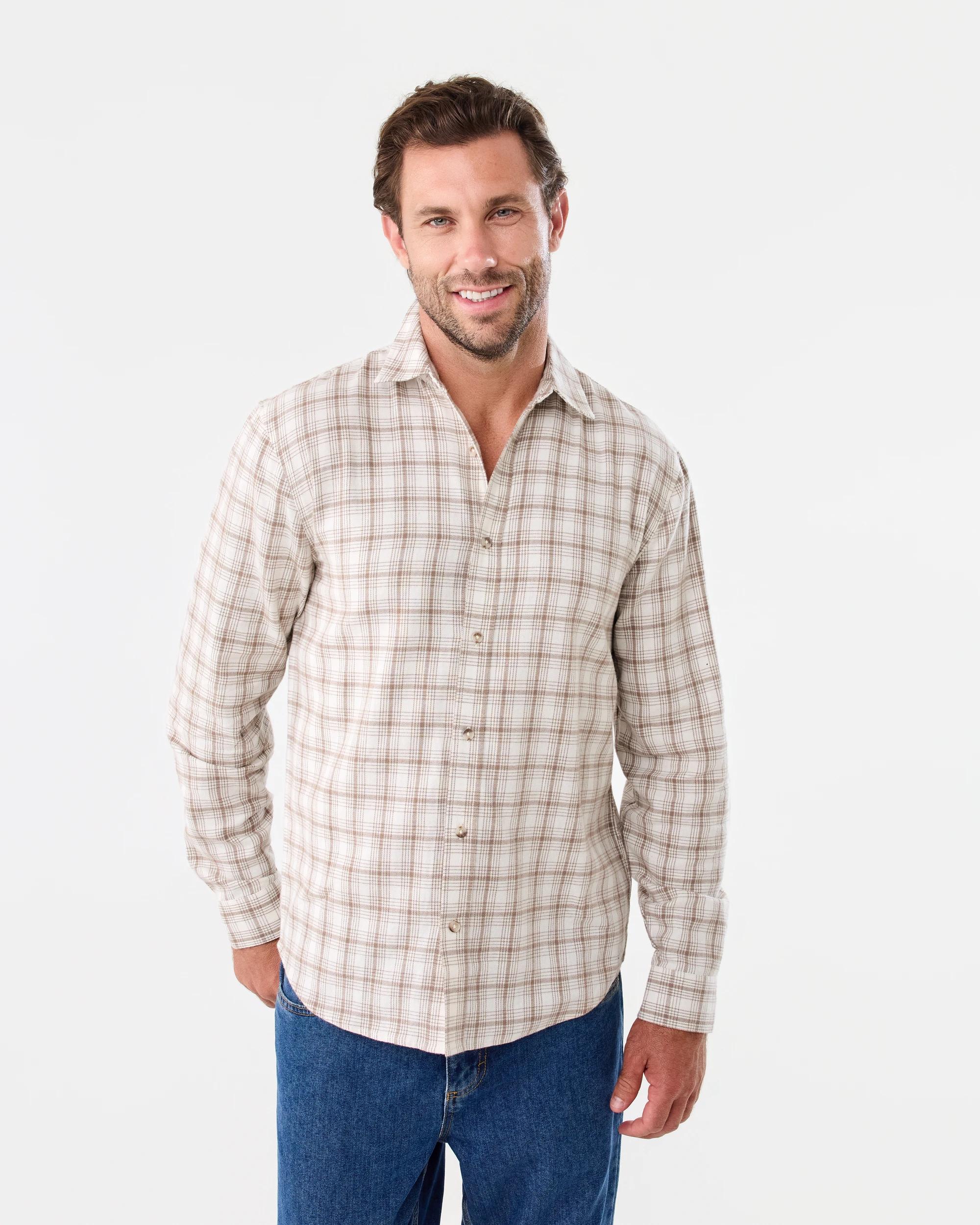 1 Long Sleeve Brushed Shirt Bge Check, 1 of 7