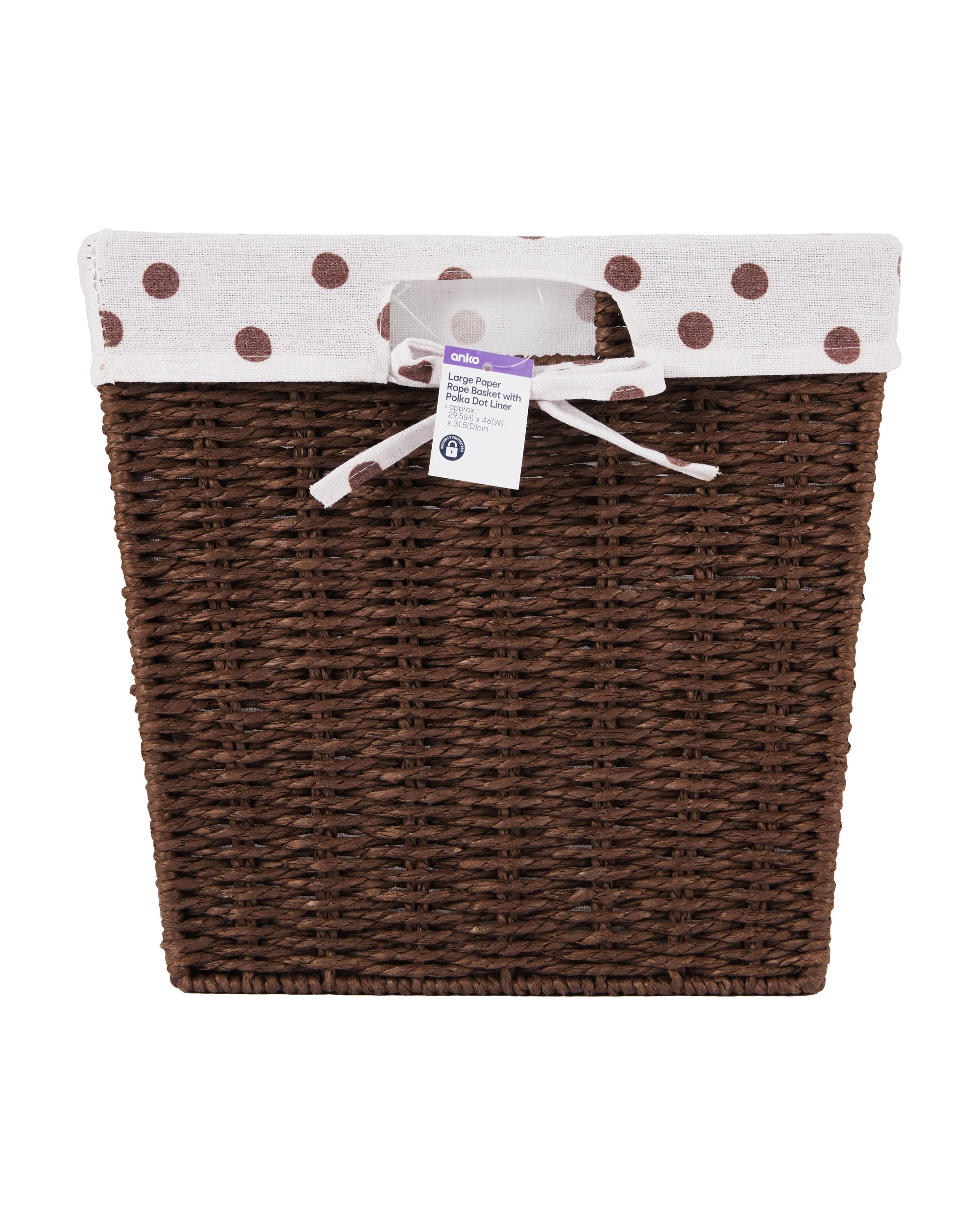5 Large Paper Rope Basket with Polka Dot Liner - Beige, 5 of 5