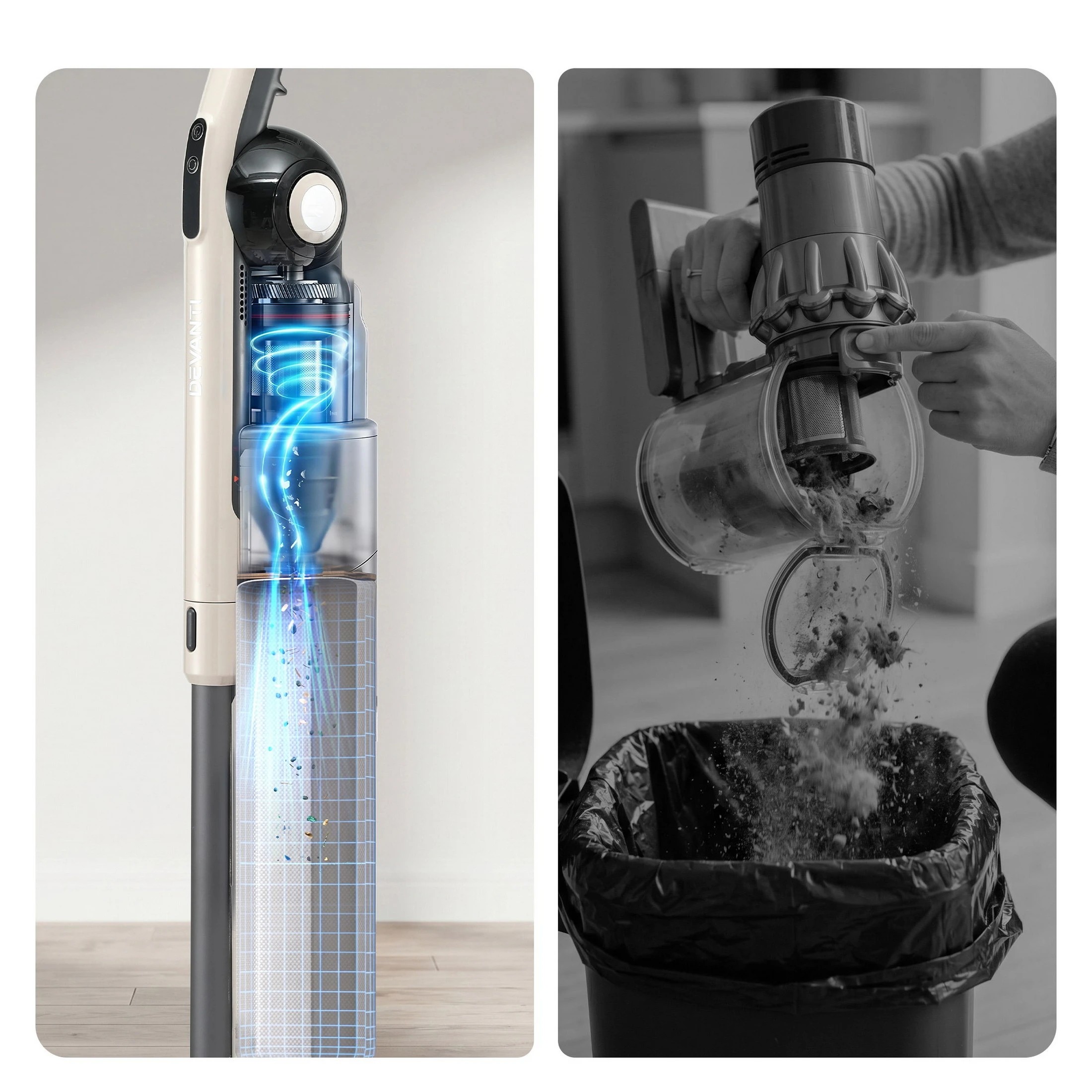 5 Devanti Cordless Vacuum Cleaner with Auto-Empty Dust Station, 18kPa Powerful Suction - Brown, 5 of 10