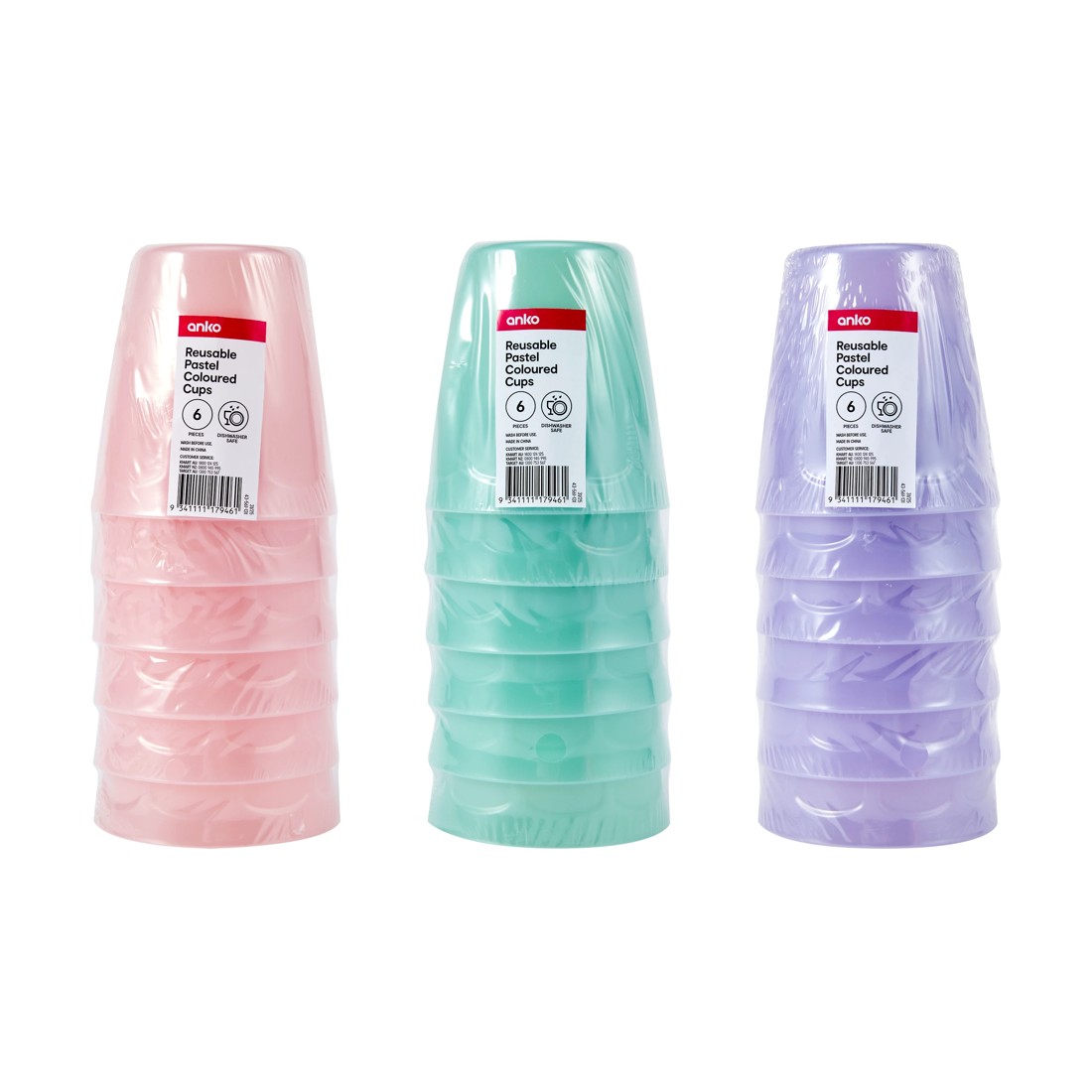 4 6 Piece Reusable Pastel Coloured Cups - Assorted, 4 of 4