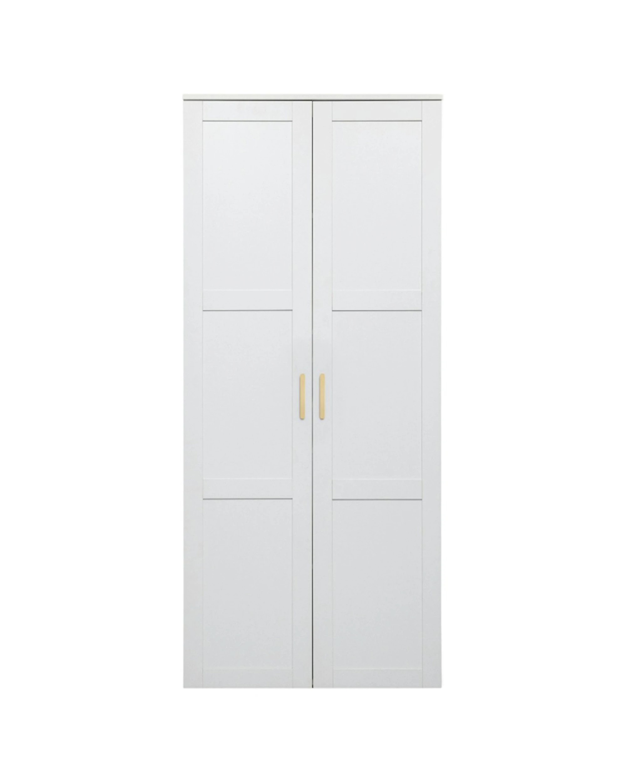1 European Cabinetry Stockholm Storage Cupboard Hamptons Brass Oval Handle - White, 1 of 3