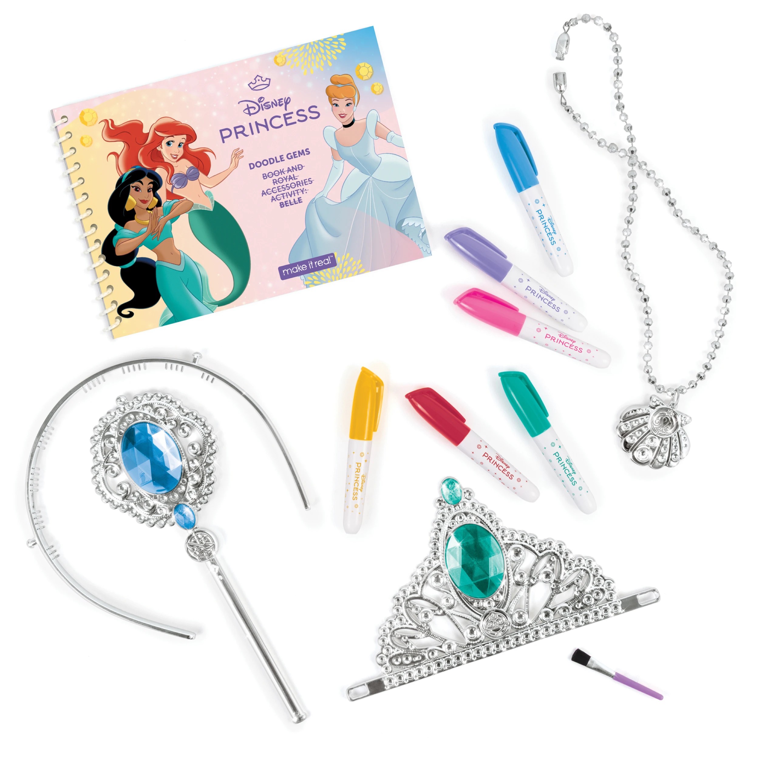 3 Make It Real Doodle Gems Disney Princess Book with Royal Accessories - Multi, 3 of 6