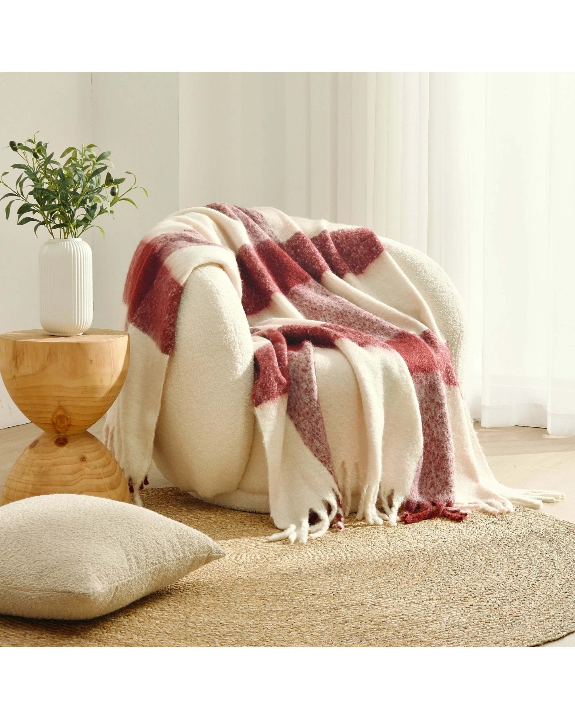 2 Cadence & Co. Sinclair Faux Mohair Check Throw 130x170cm - Brick and Blossom, 2 of 4