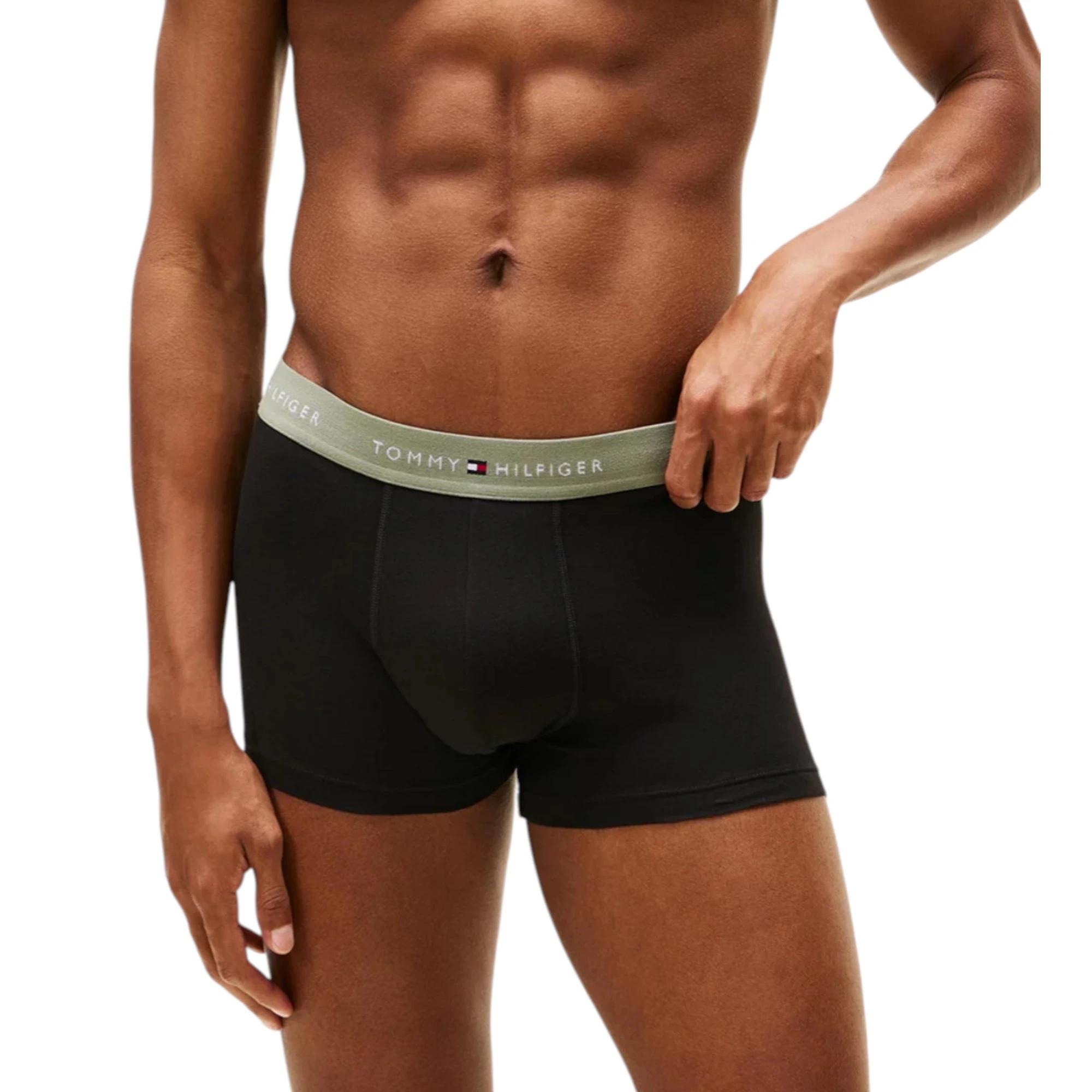2 Tommy Hilfiger 3 Pack Mens Essential Boxer Cotton Trunks Underwear BLACK MULTI, 2 of 7