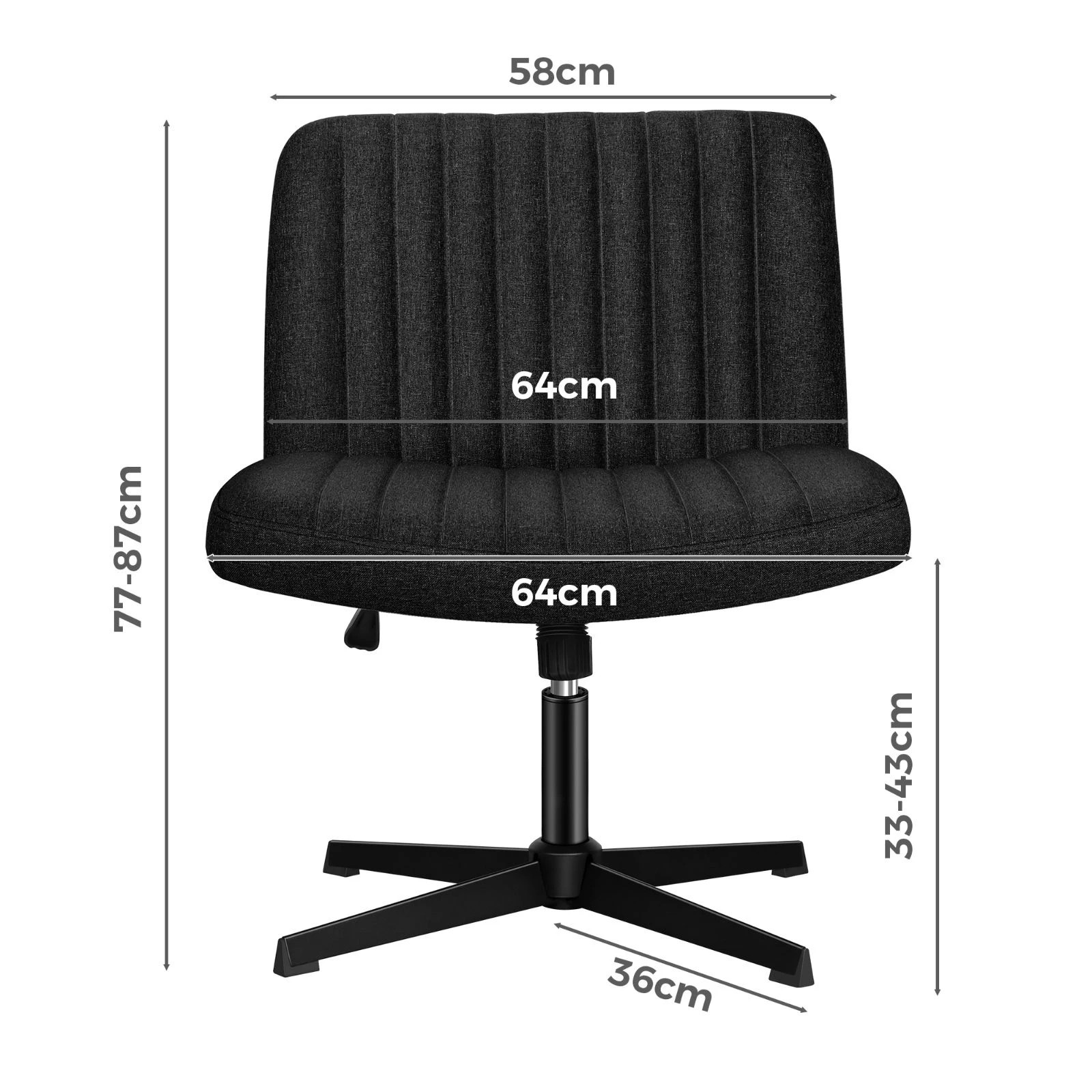 4 Alfordson Office Chair Computer Executive Seat Work Ottoman Fabric - Black, 4 of 10