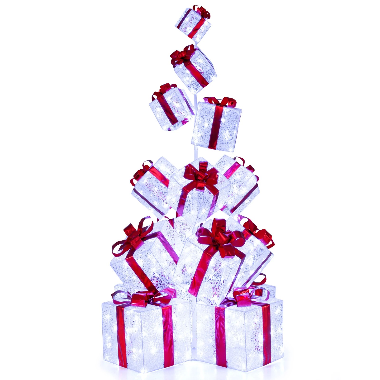 Costway Christmas Lighted Gift Boxes w/483 Cold White LED Lights Pre ...