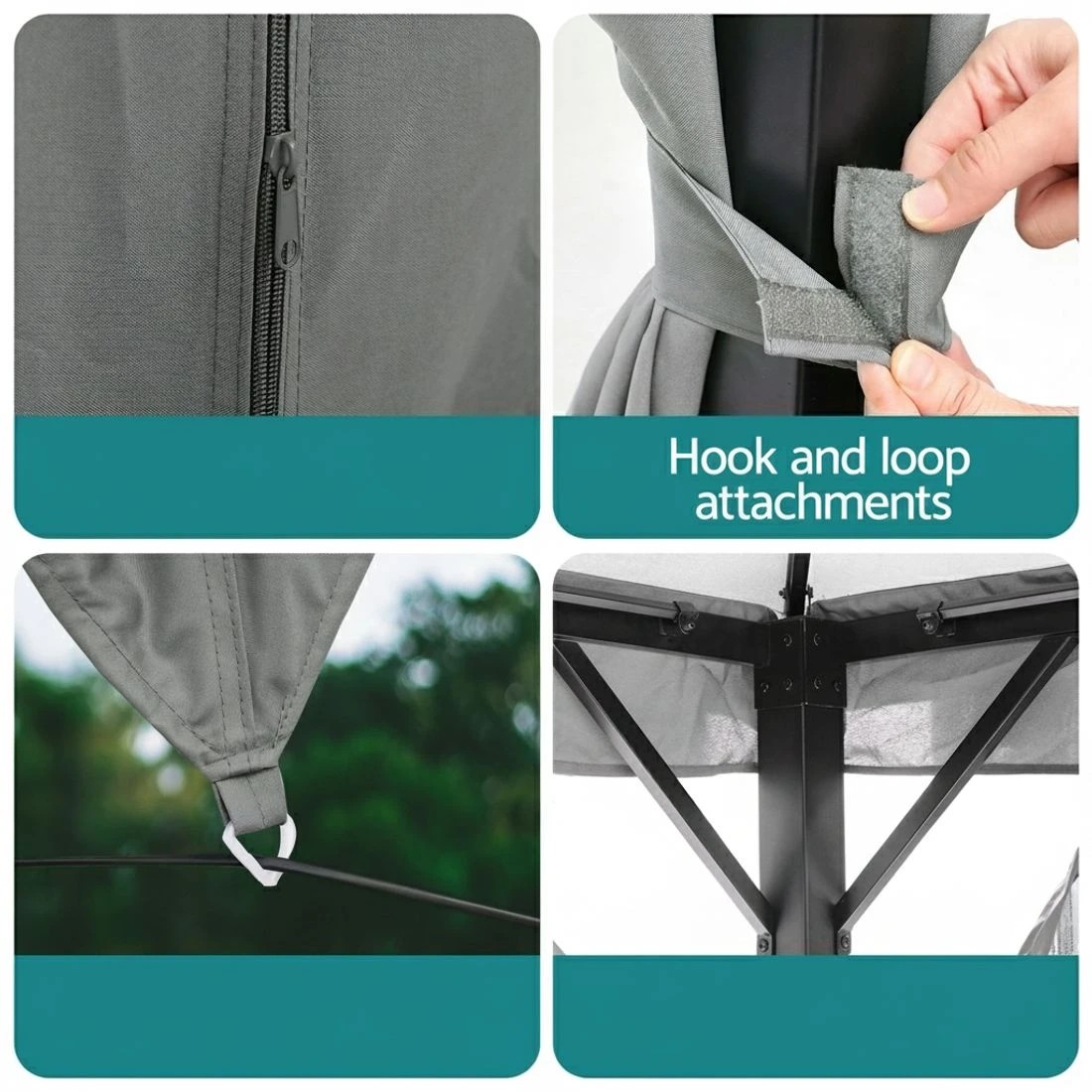 6 Instahut Gazebo 3x4m Canopy Outdoor Steel Frame Patio Tent Curtains Marquee - Grey - Grey, 6 of 7
