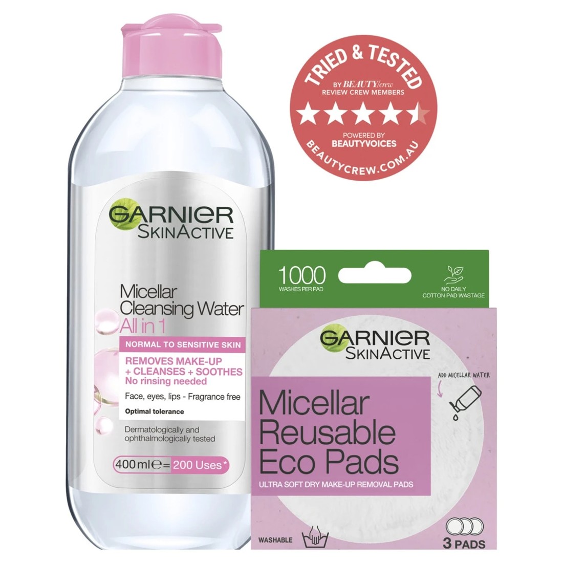 3 3 Pack Garnier SkinActive Micellar Reusable Eco Pads, 3 of 10