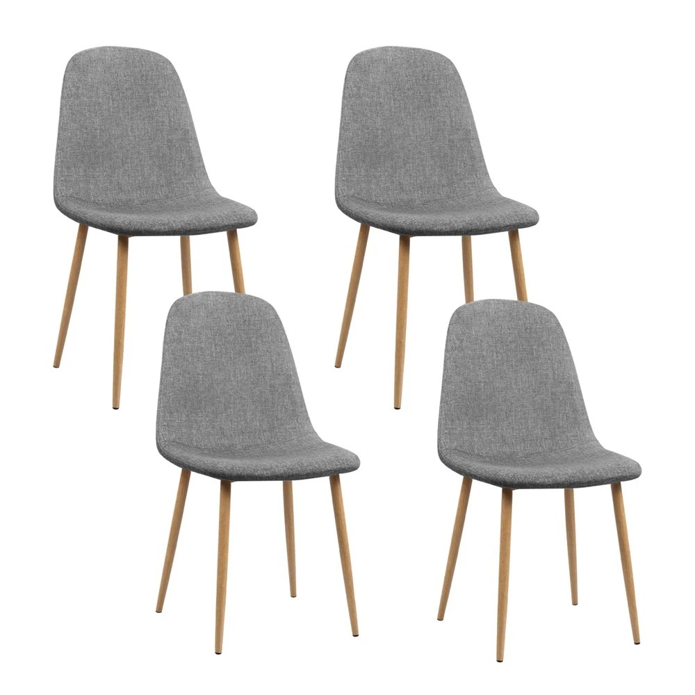 1 Artiss Dining Chairs Set of 4 Linen Curved Slope - Grey, 1 of 6