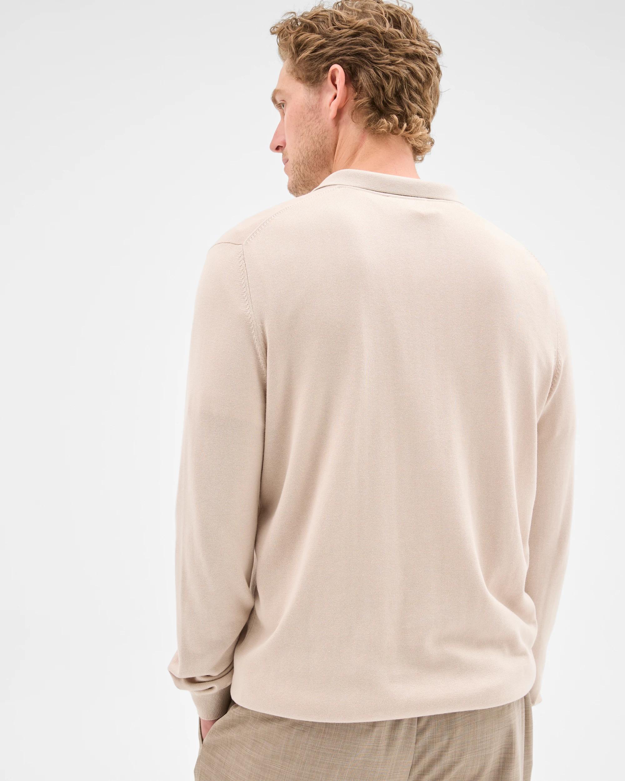 4 Preview Long Sleeve Knit Polo Top MOONBEAM, 4 of 5