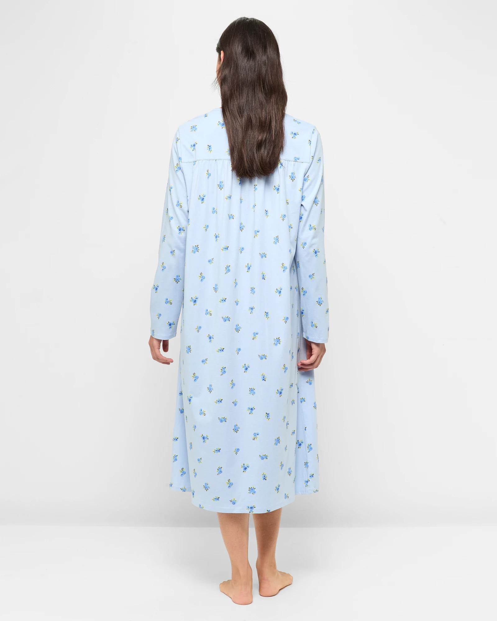 4 Target Australian Cotton Long Sleeve Traditional Sleep Nightie BLUE DITSY, 4 of 5