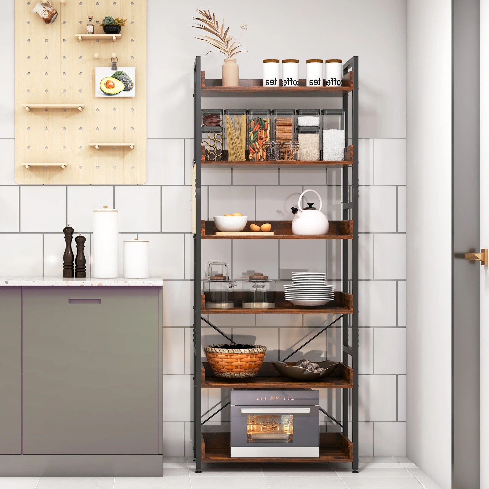 3 Costway 6-Tier Bookshelf Tall Display Shelf Storage Rack Bookcase - Brown, 3 of 4