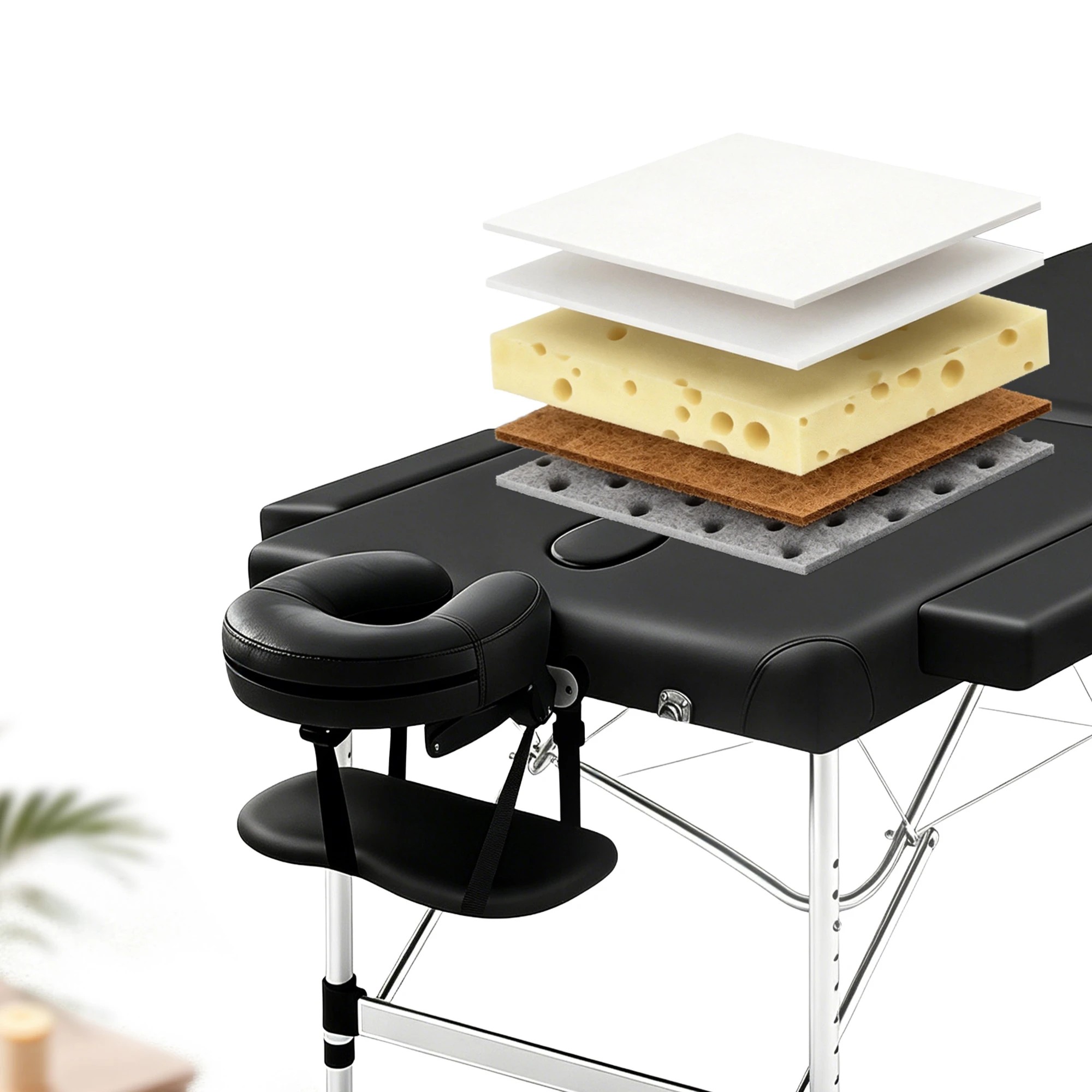 10 Zenses Massage Table 75cm Portable 2 Fold Aluminium Beauty Bed - Black, 10 of 10