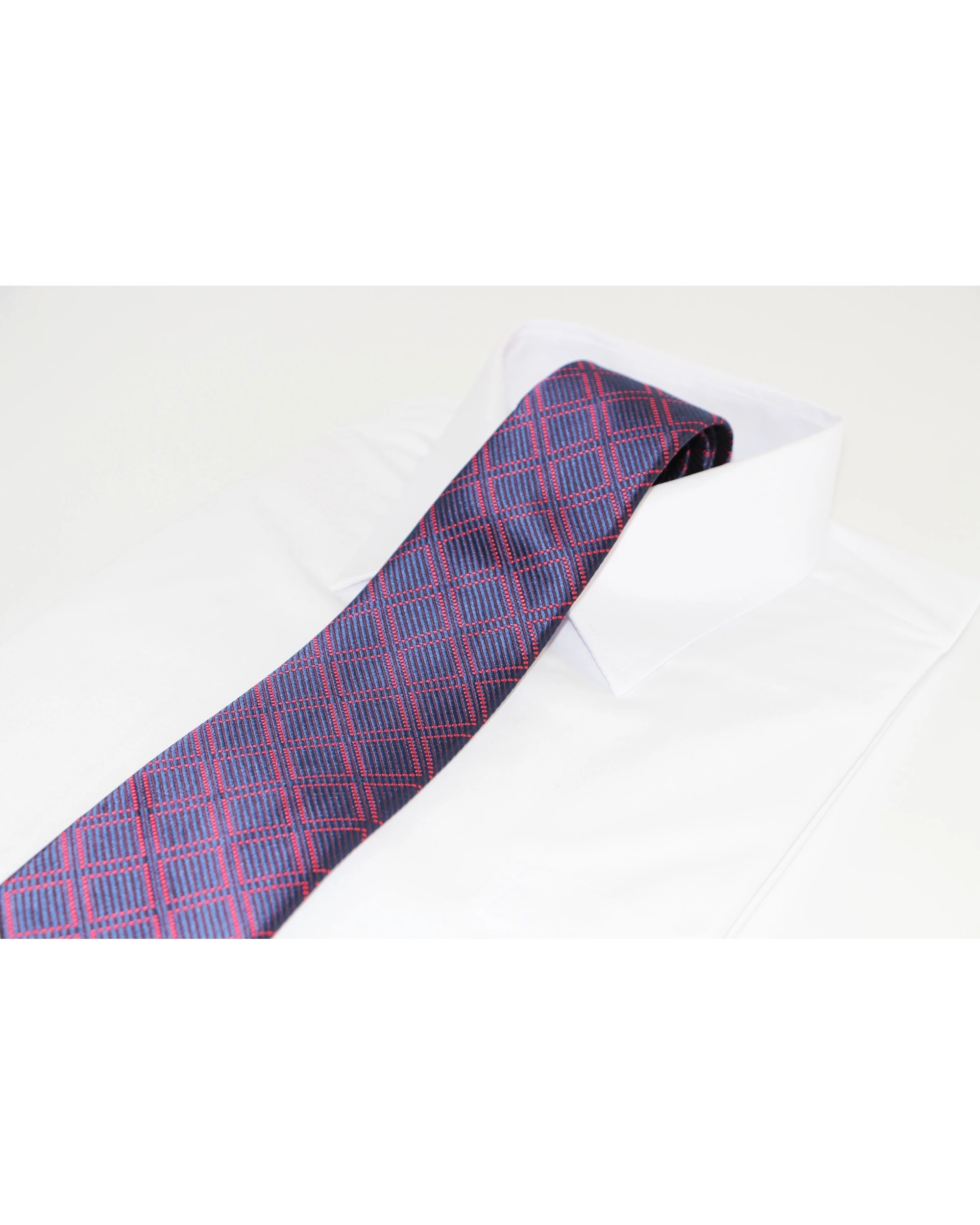 1 Zasel Mens Navy & Purple Reflecting Patterned 8cm Neck Tie, 1 of 2