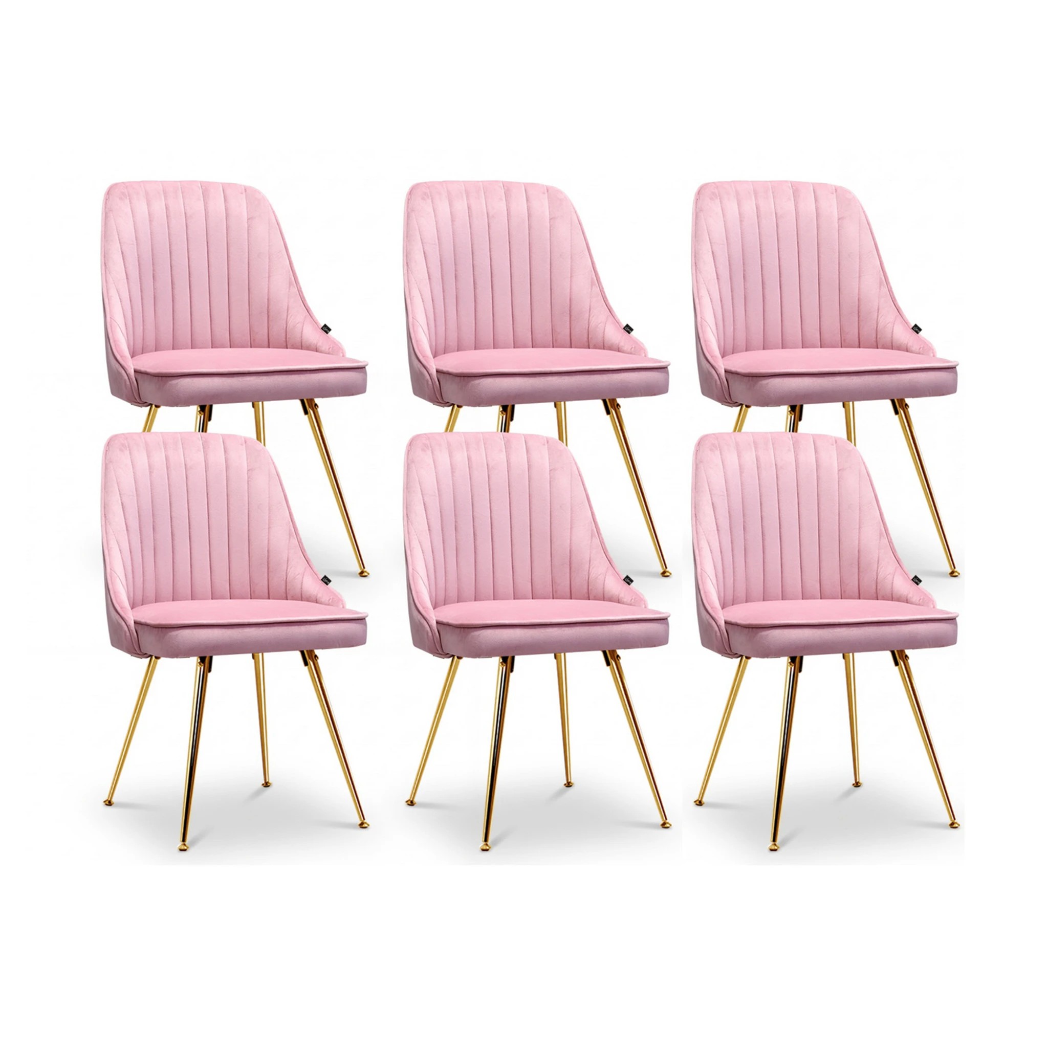 1 Artiss Dining Chairs Set of 6  Channel Tufted - Pink, 1 of 9