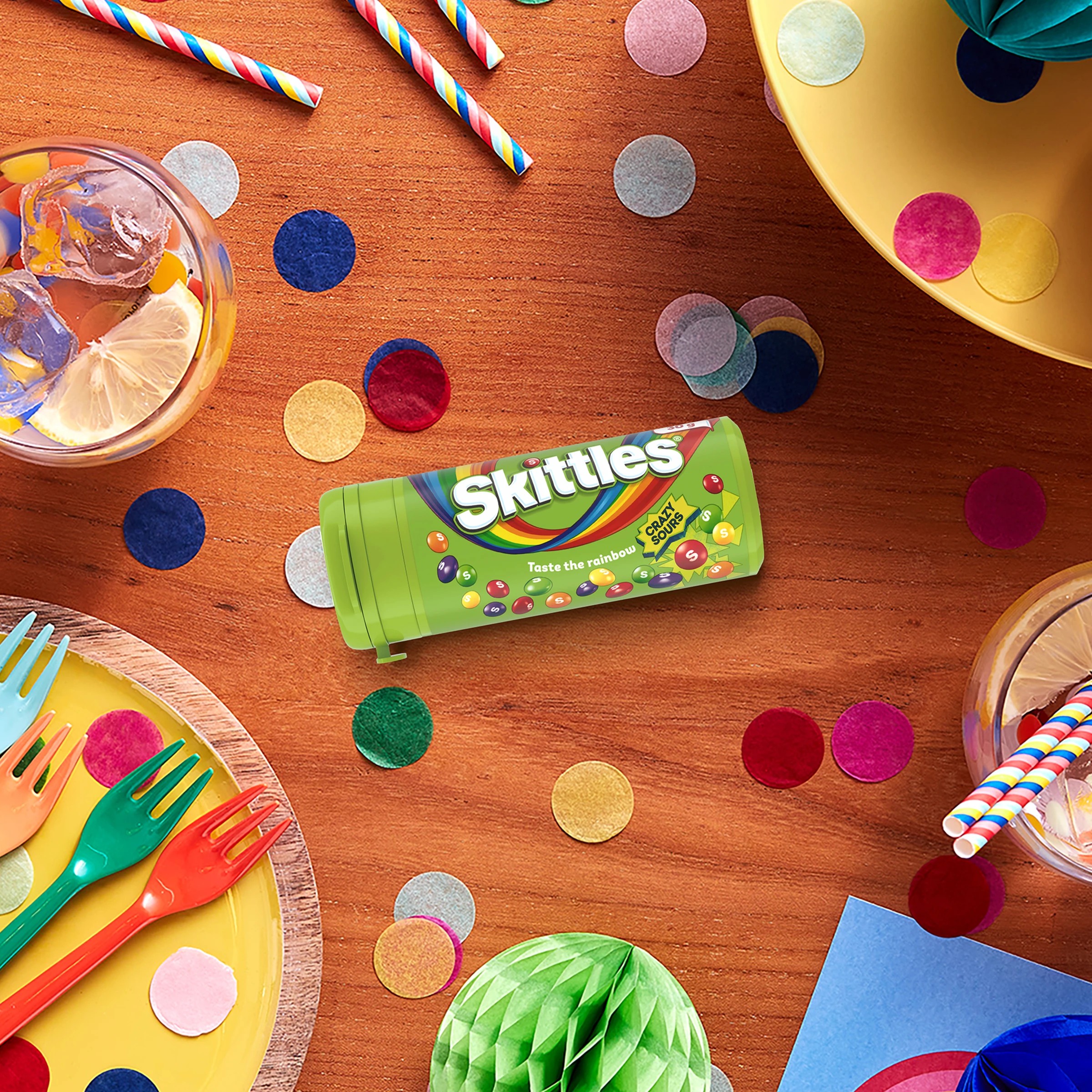 4 Skittles Crazy Sours Chewy Lollies Tube 30g, 4 of 5