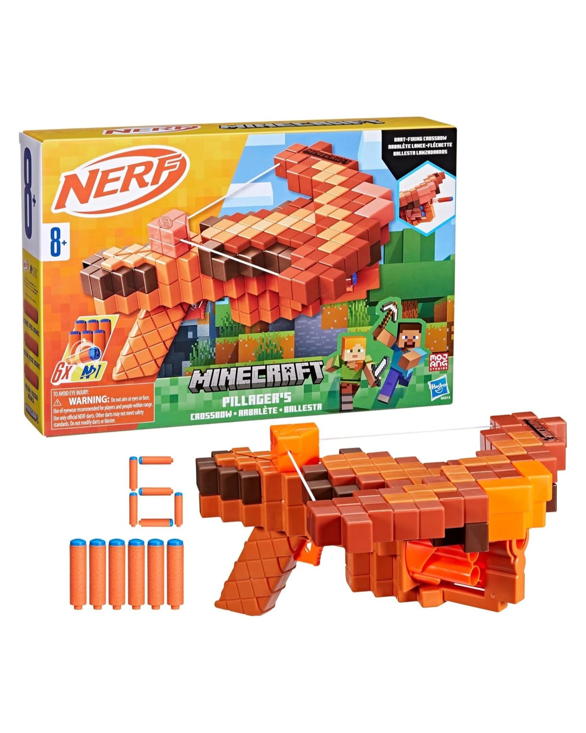 2 NERF Minecraft Pillager's Crossbow Dart Blaster, 2 of 8