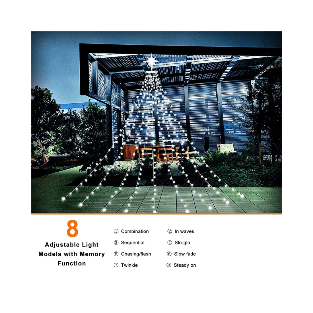 5 Advwin 3.5M * 9 Lines 350 LED String Fairy Lights with Polaris 8 Modes Christmas Decor white, 5 of 6