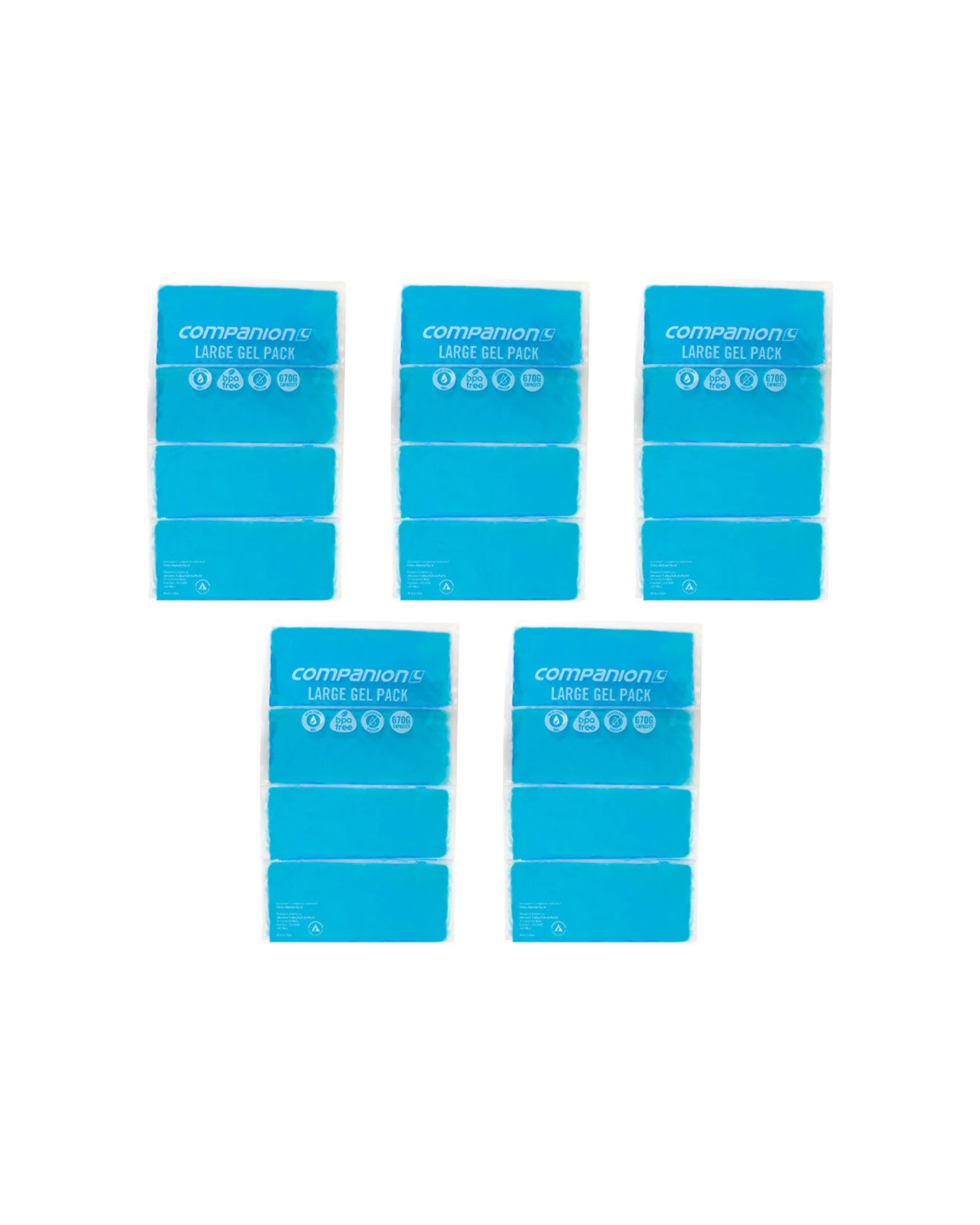 1 Companion Gel Ice Pack 5 Pack Flexible Reusable Large 670g - Blue, 1 of 2