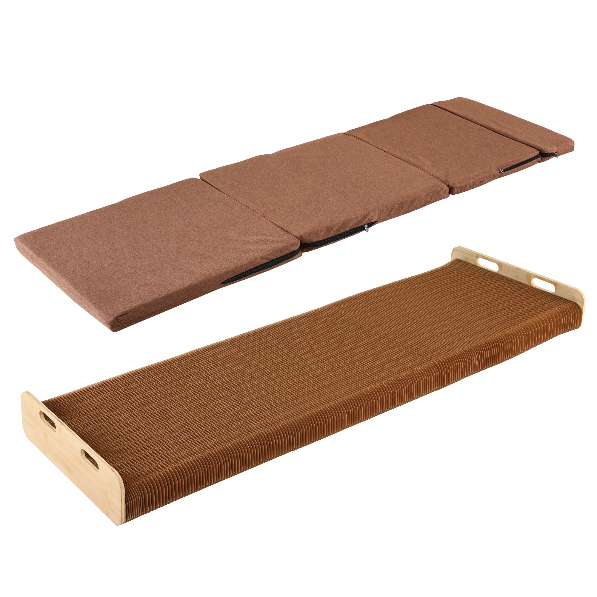 3 Artiss Folding Kraft Paper Bed Frame with Mattress and Pillow 300kg Capacity - Brown, 3 of 9