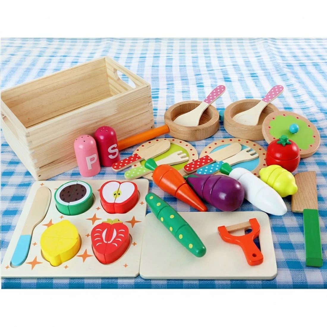 6 Keezi Kids Kitchen Play Set en Pretend Toys Cooking Children Food - Multi, 6 of 6