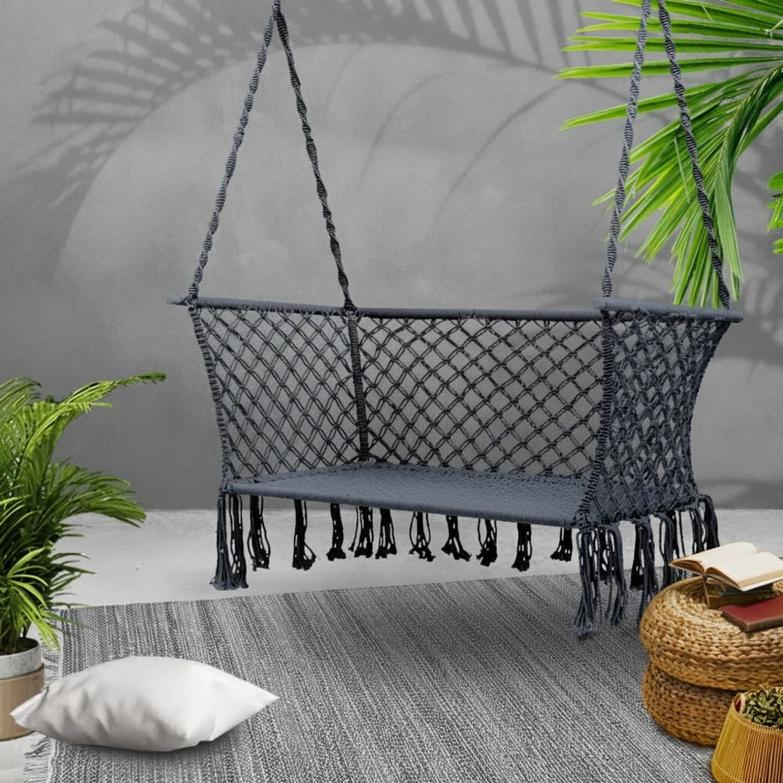 6 Gardeon Hammock Chair Outdoor Portable Camping Hammocks 2 Person - Grey, 6 of 6