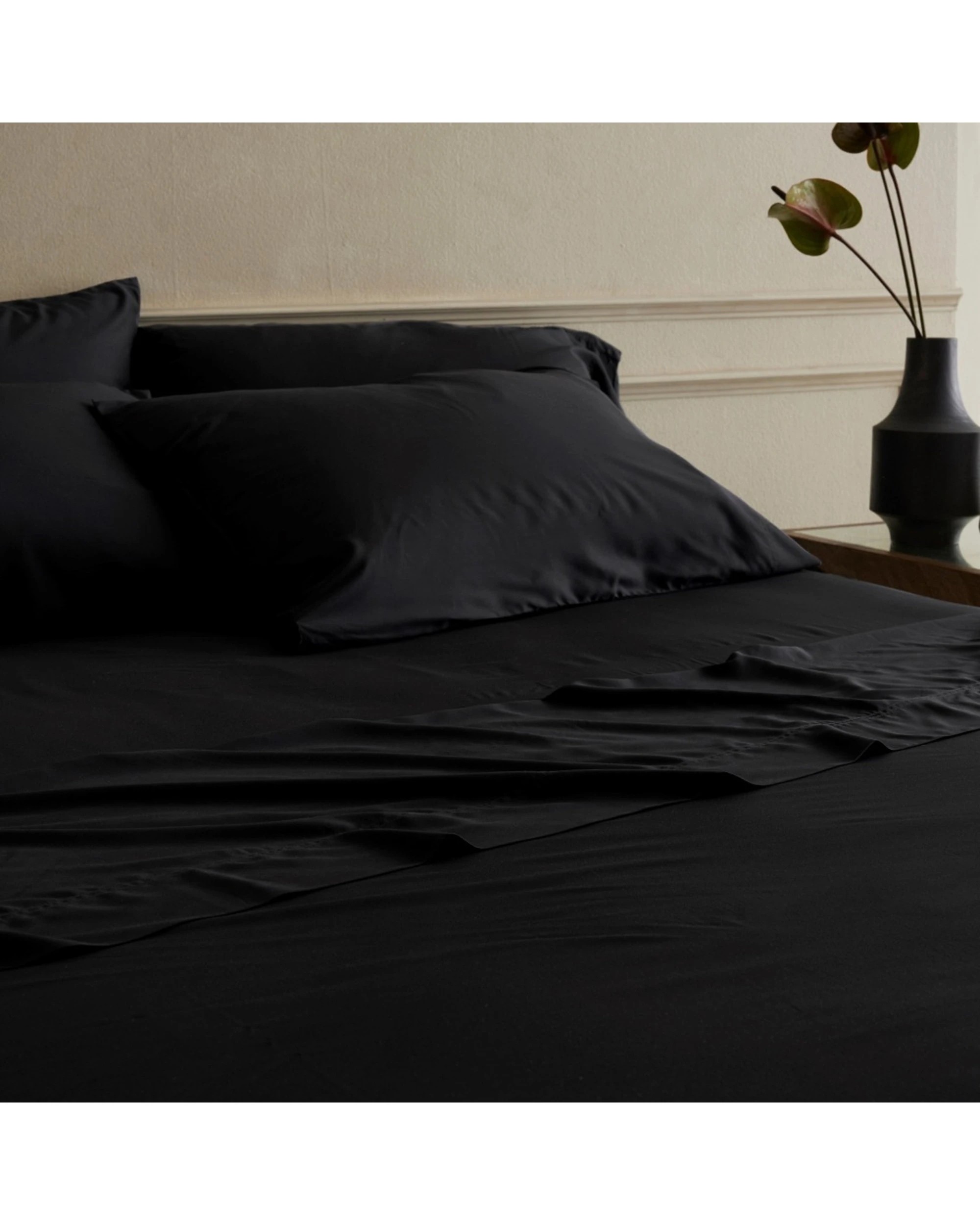 5 Bedding co Organic Bamboo Sheet Set Soft 350TC Luxurious - King Single Bed - Black, 5 of 6