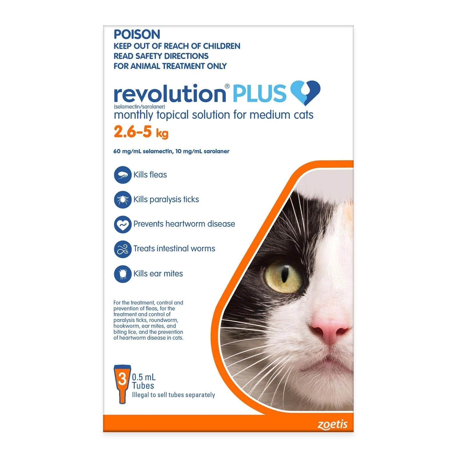 1 Revolution Plus For Medium Cats 2.5 - 5kg 3 Pack, 1 of 1