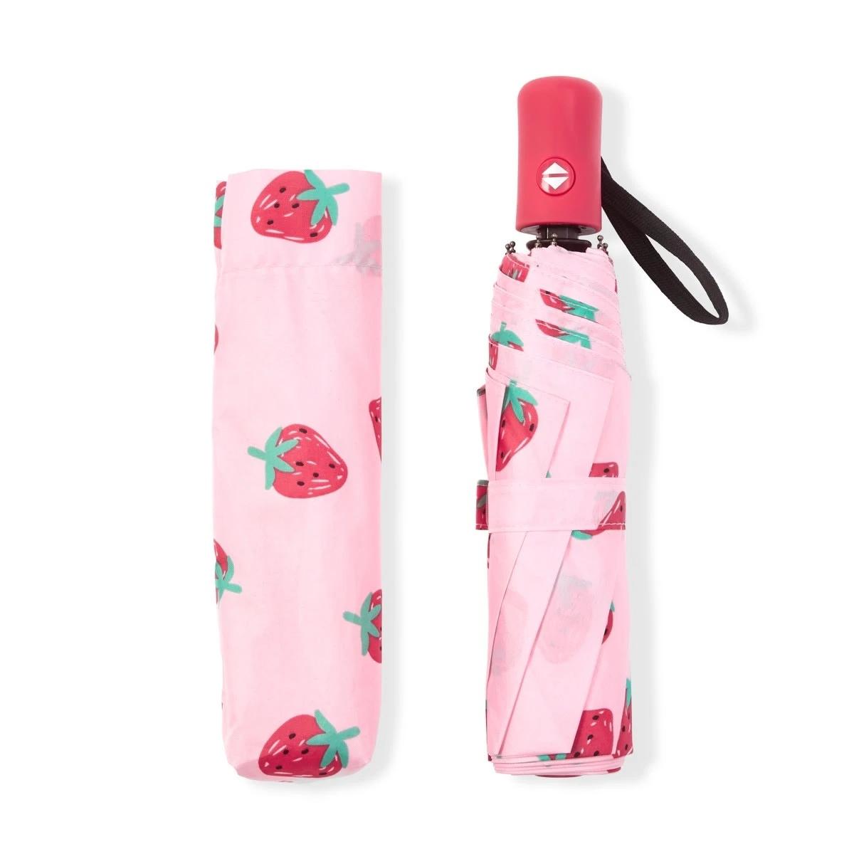 3 Strawberry Collapsible Umbrella Pnk Strawb, 3 of 4